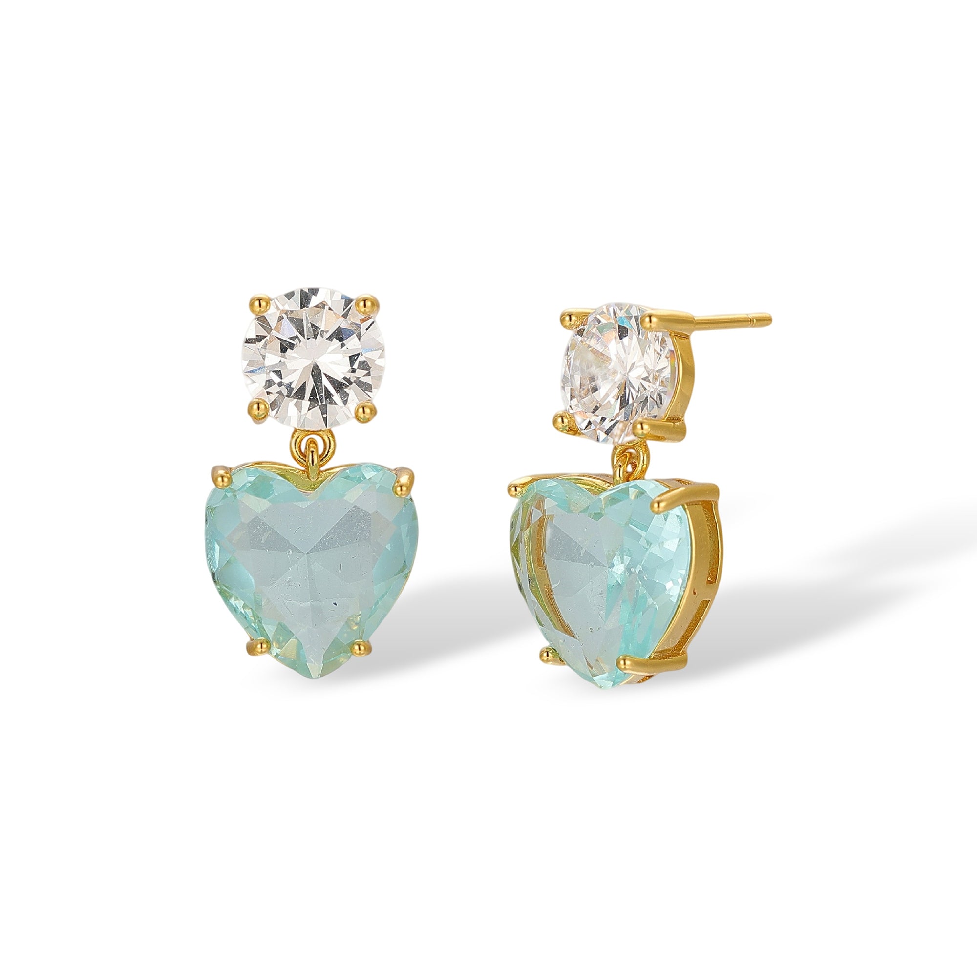 Marlitt Blue Heart Round Drop Earrings
