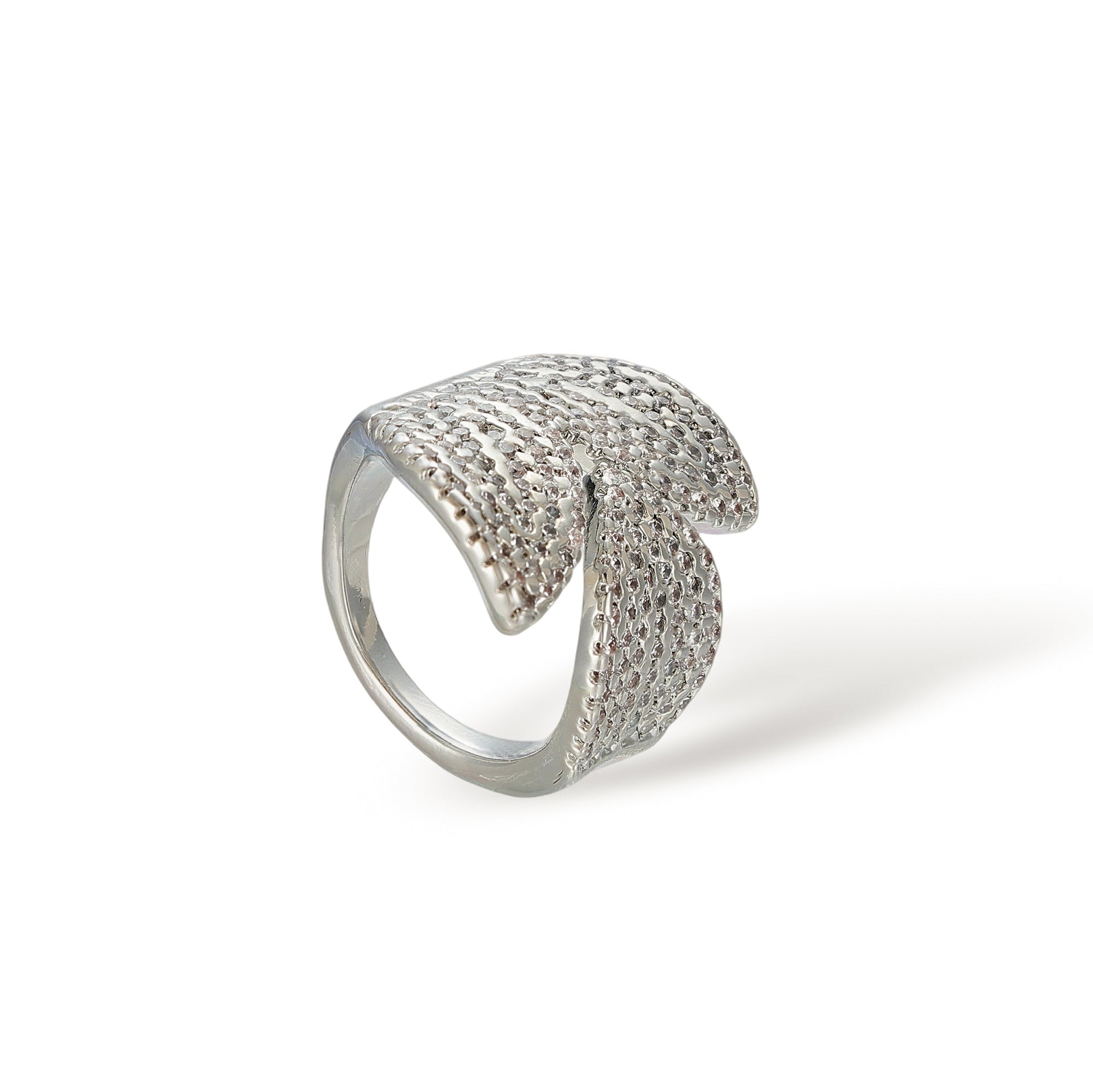 Marly White Leaf Open Ring