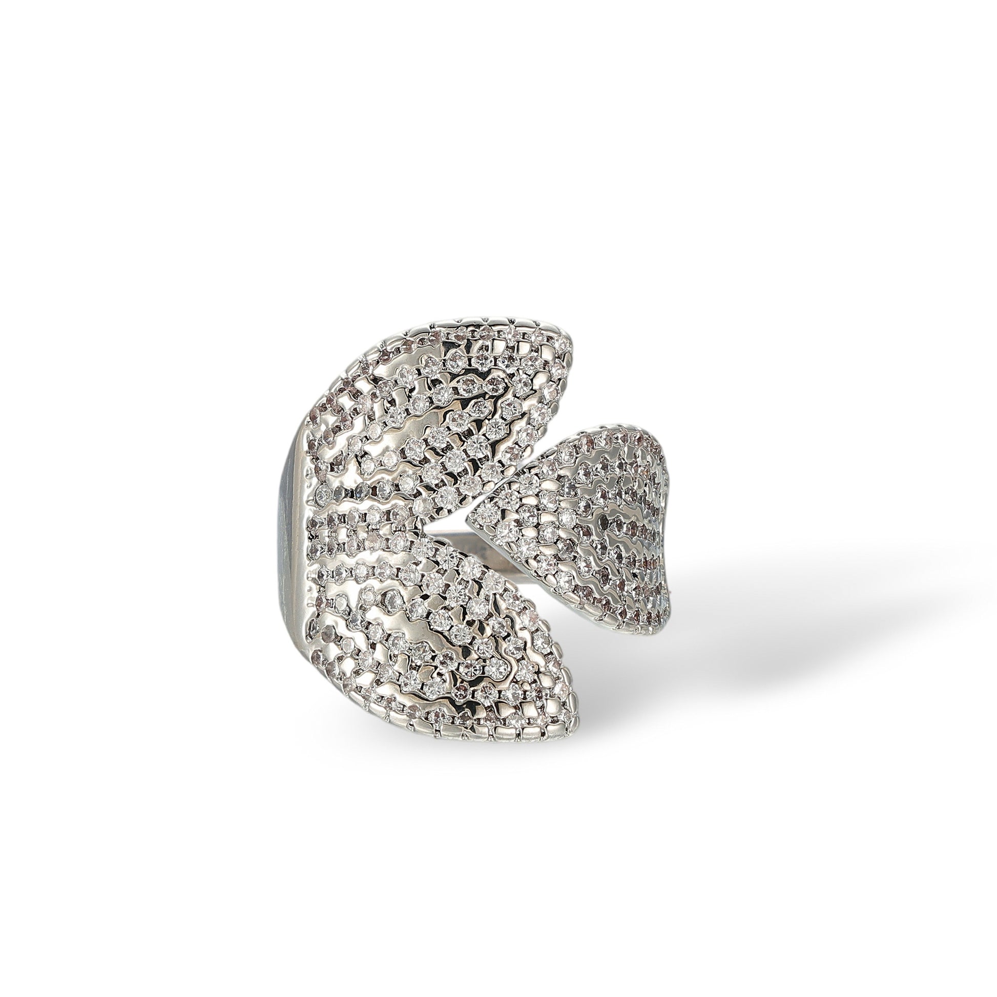Marly White Leaf Open Ring
