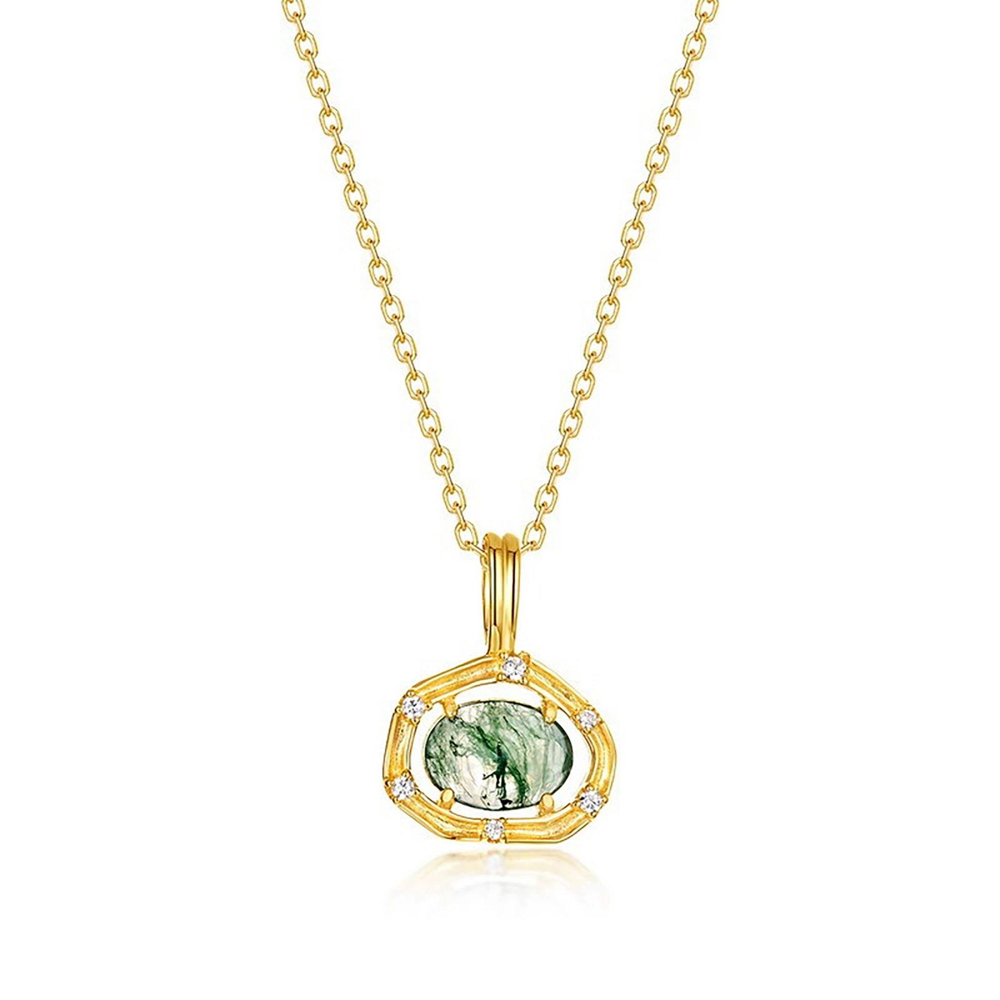 Marthe Green Moss Oval Necklace