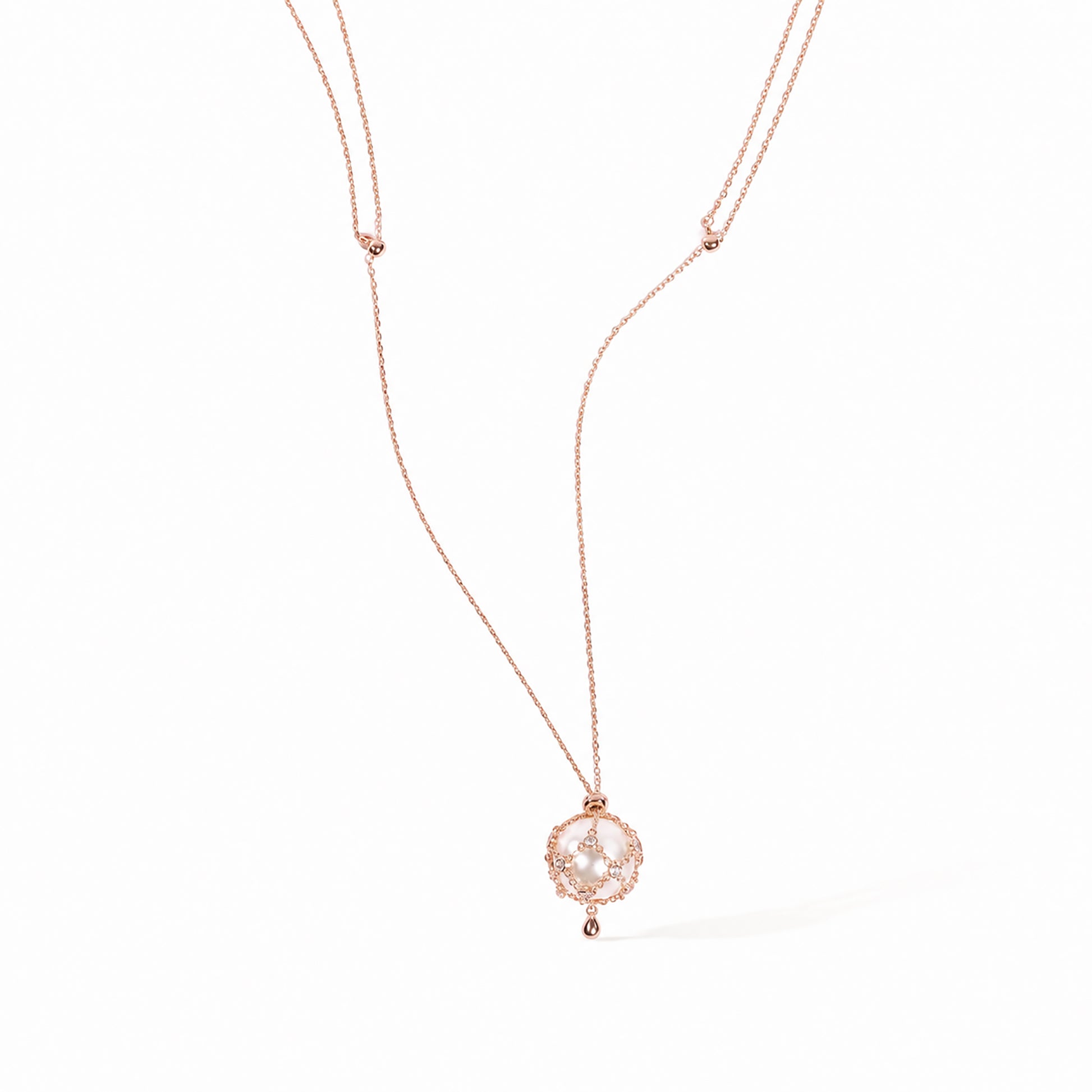 Mathilda 14K Gold Chain Cage Pearl Neckalce
