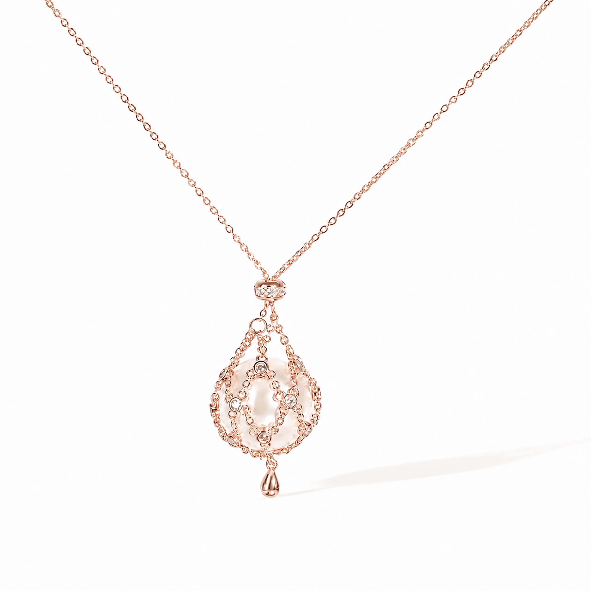 Mathilda 14K Gold Chain Cage Pearl Neckalce