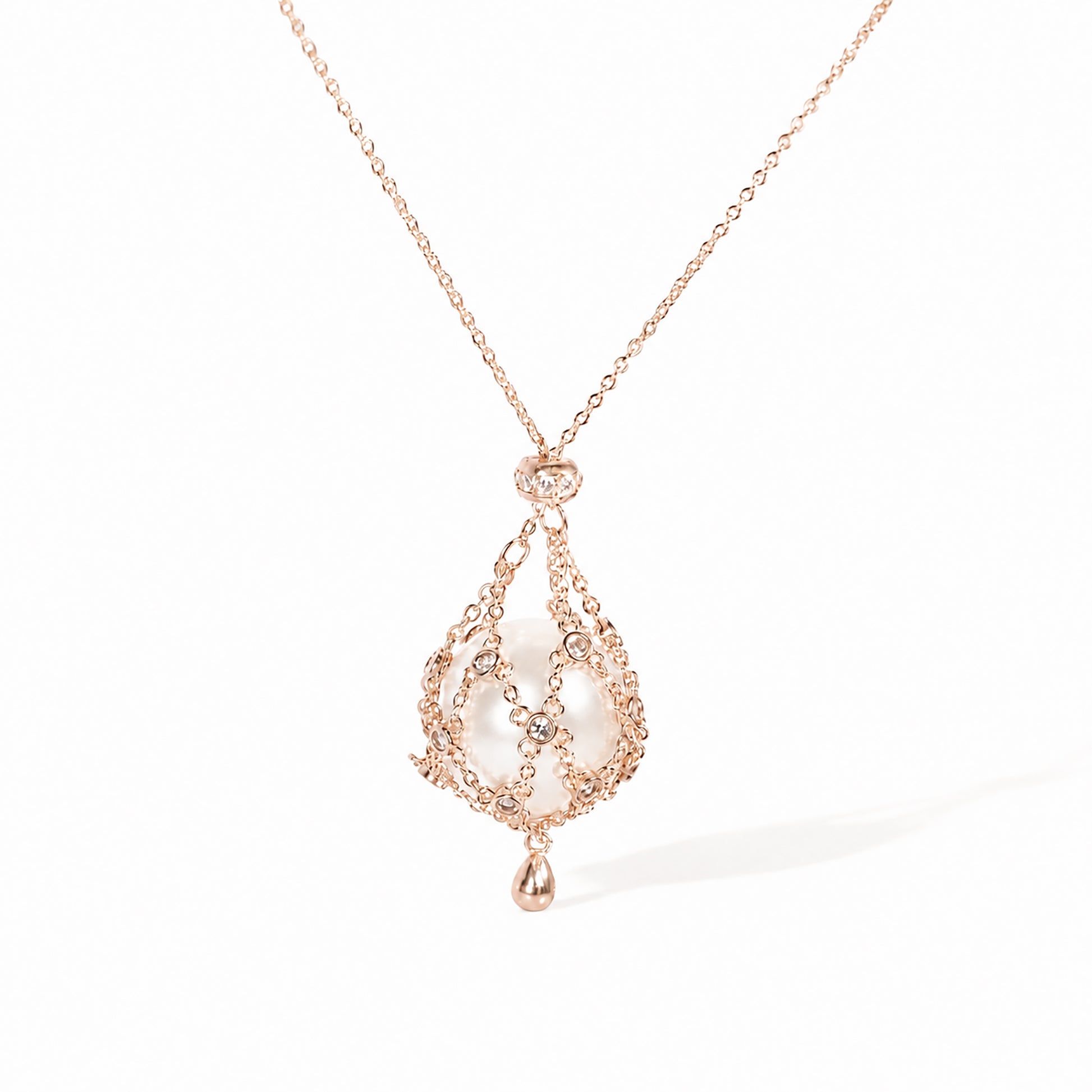 Mathilda 14K Gold Chain Cage Pearl Neckalce