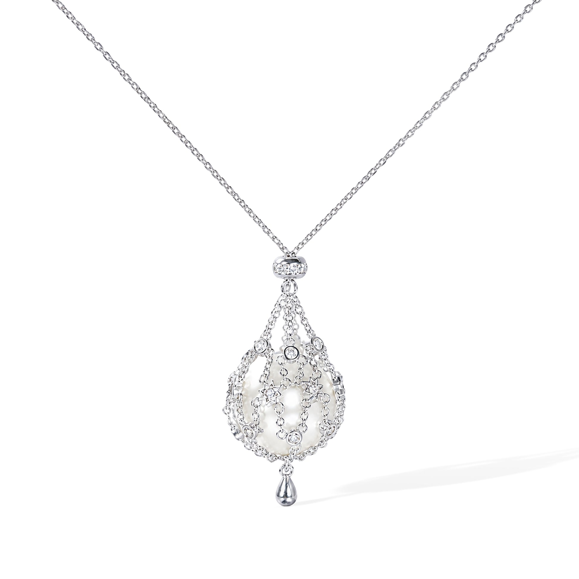 Mathilda 14K Gold Star Cage Pearl Necklace