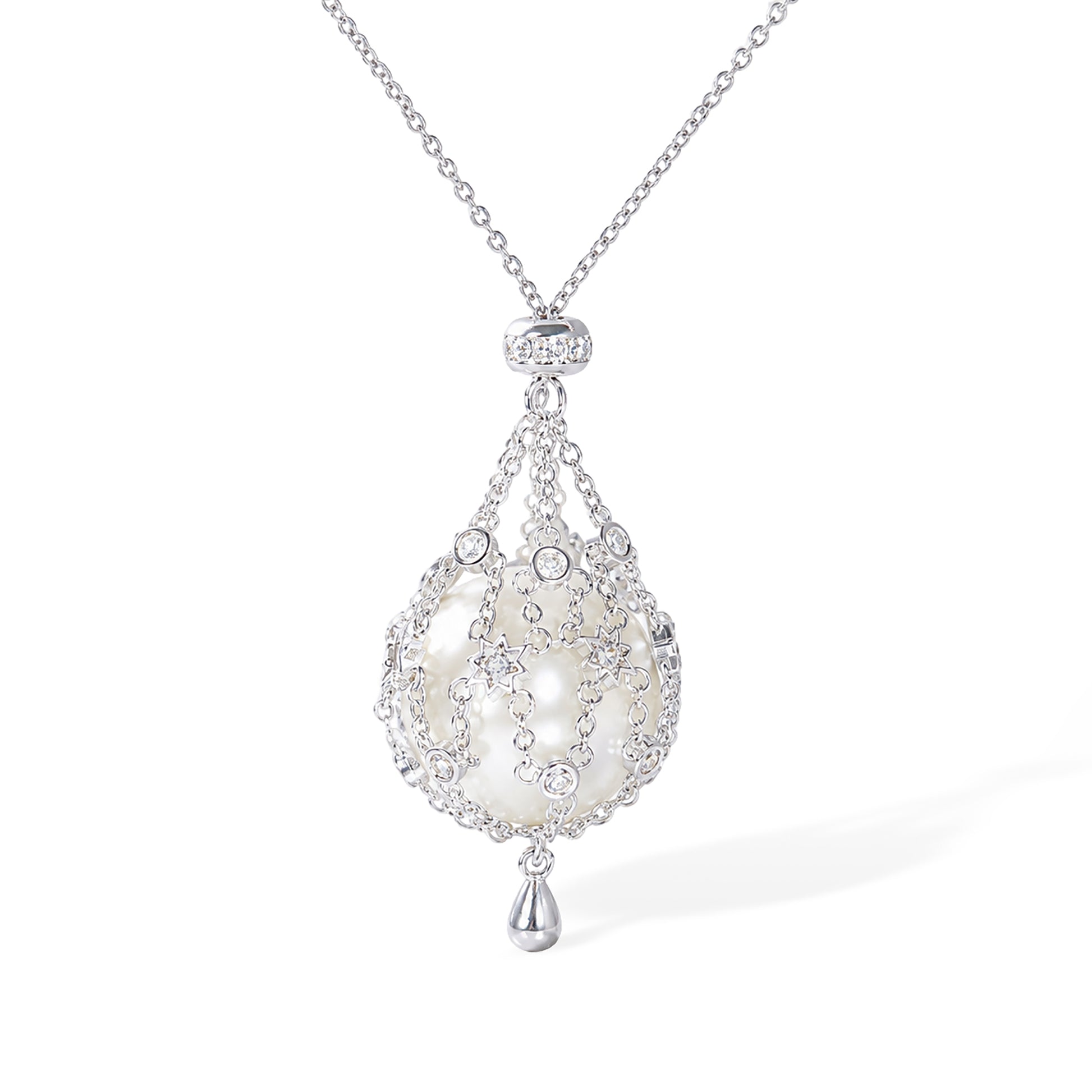 Mathilda 14K Gold Star Cage Pearl Necklace