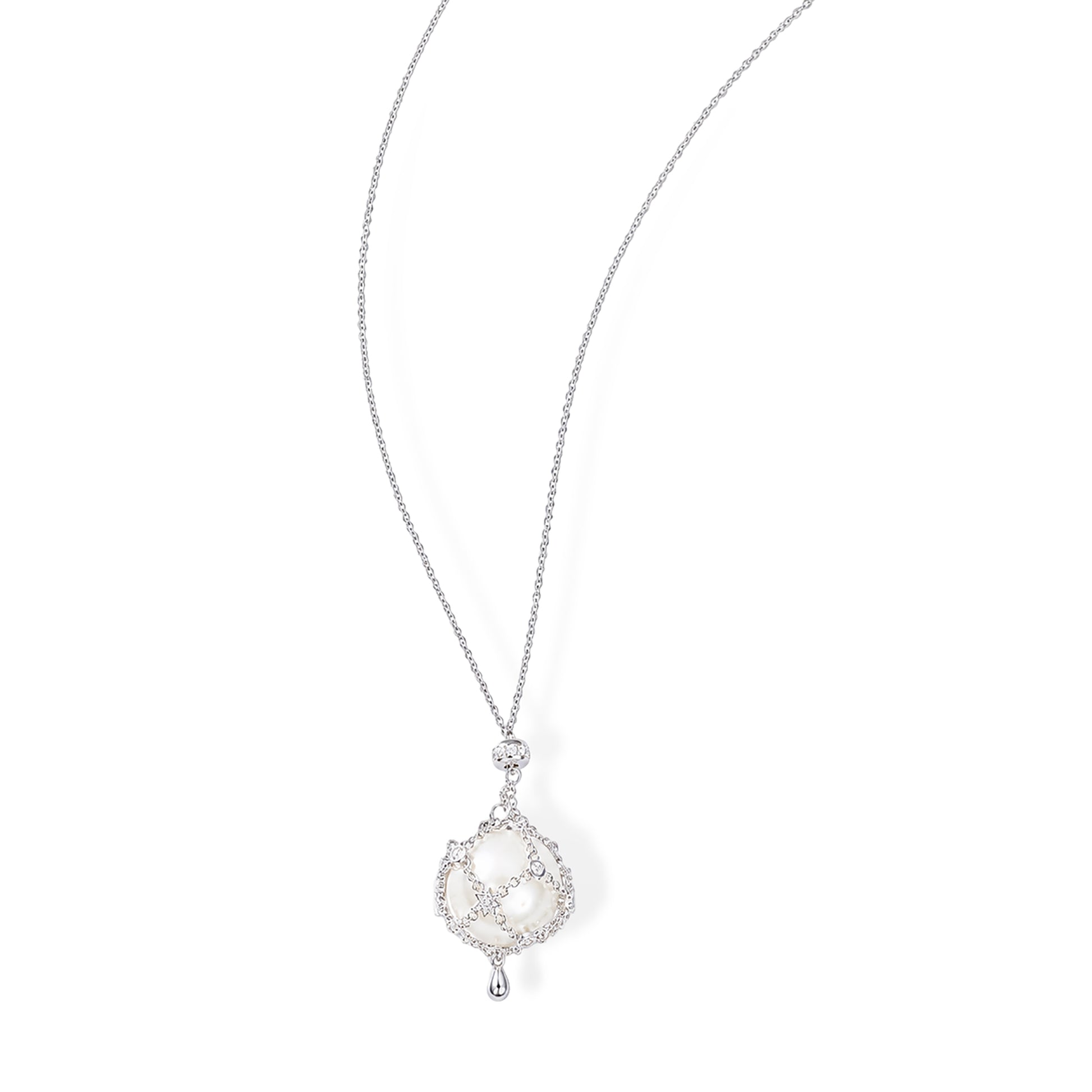 Mathilda 14K Gold Star Cage Pearl Necklace