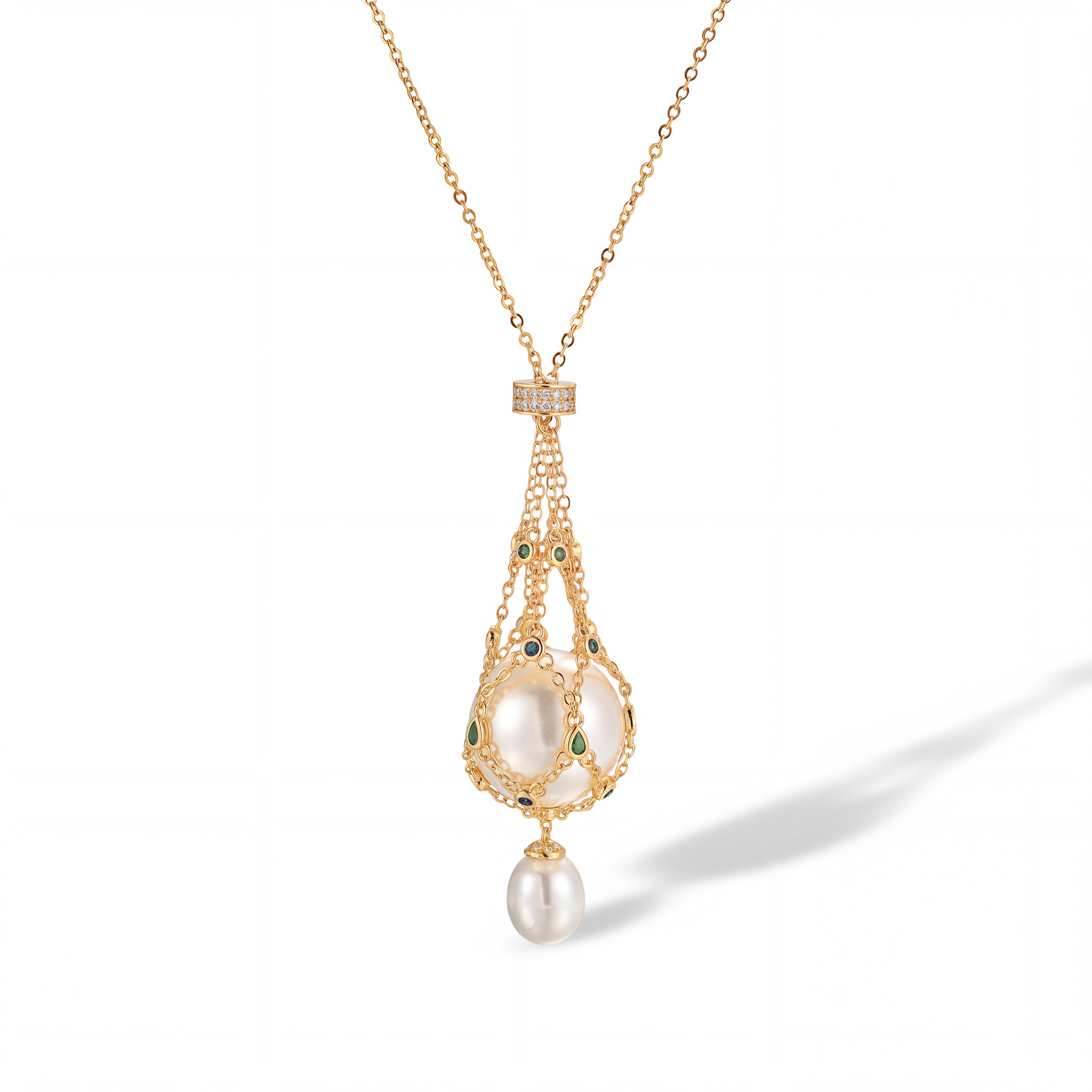 Mathilda Multicolor Accent Pearl Pendant Necklace