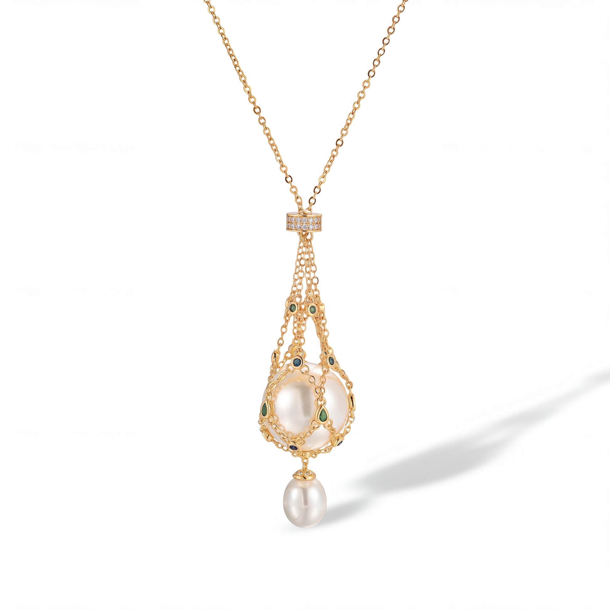 Mathilda Multicolor Accent Pearl Pendant Necklace