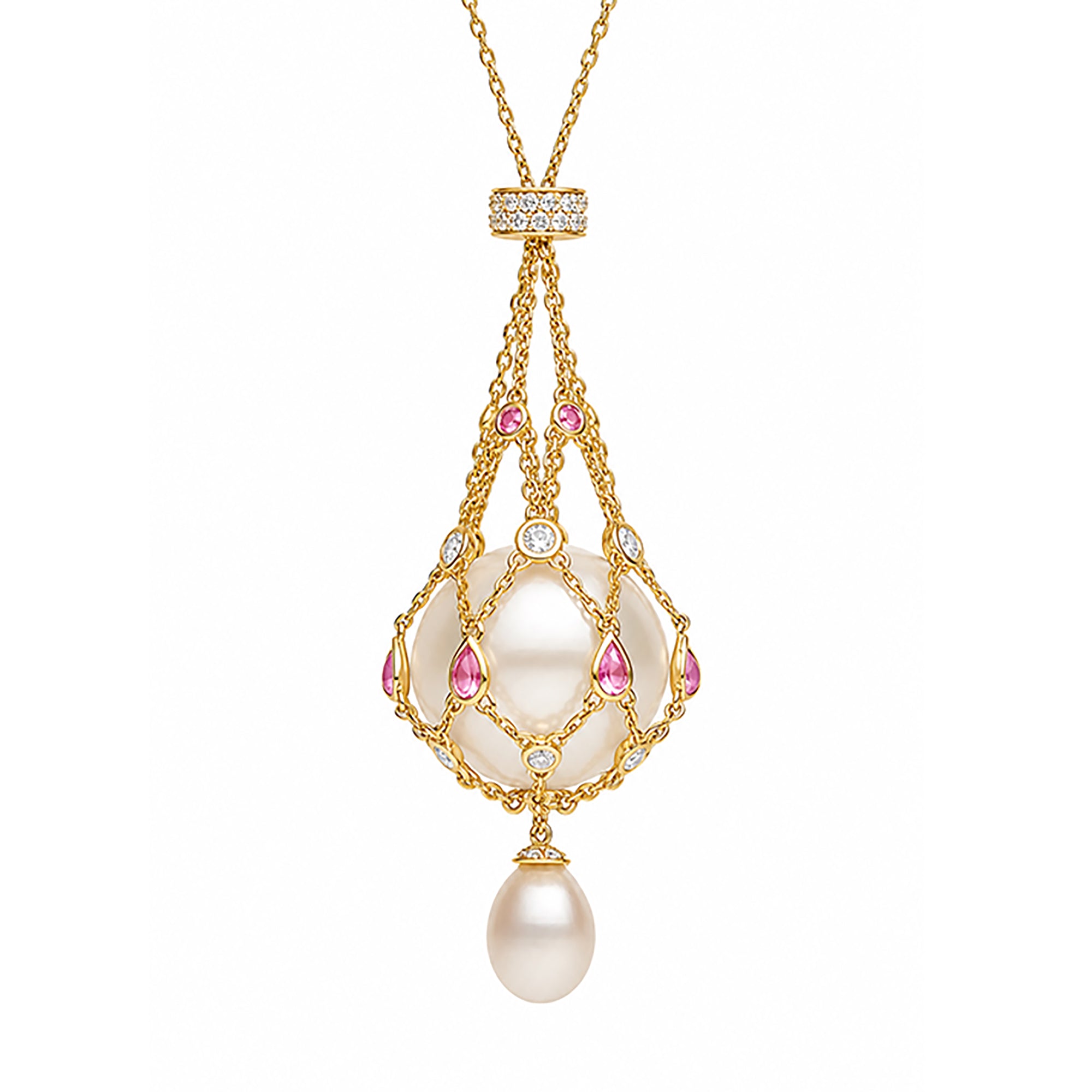 Mathilda Pink Accent Pearl Pendant Necklace