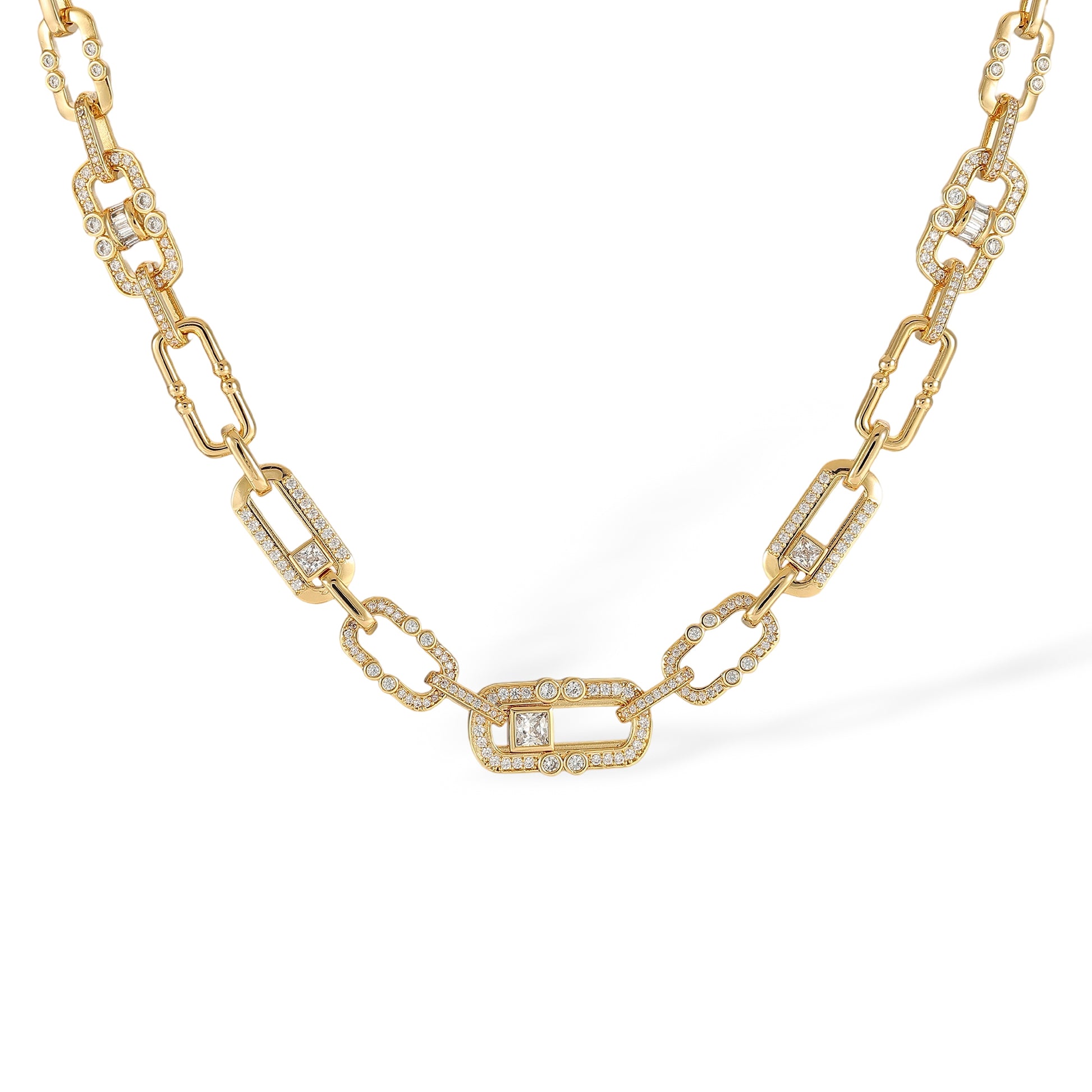 Maura 14K Gold Pavé Sliding Link Necklace
