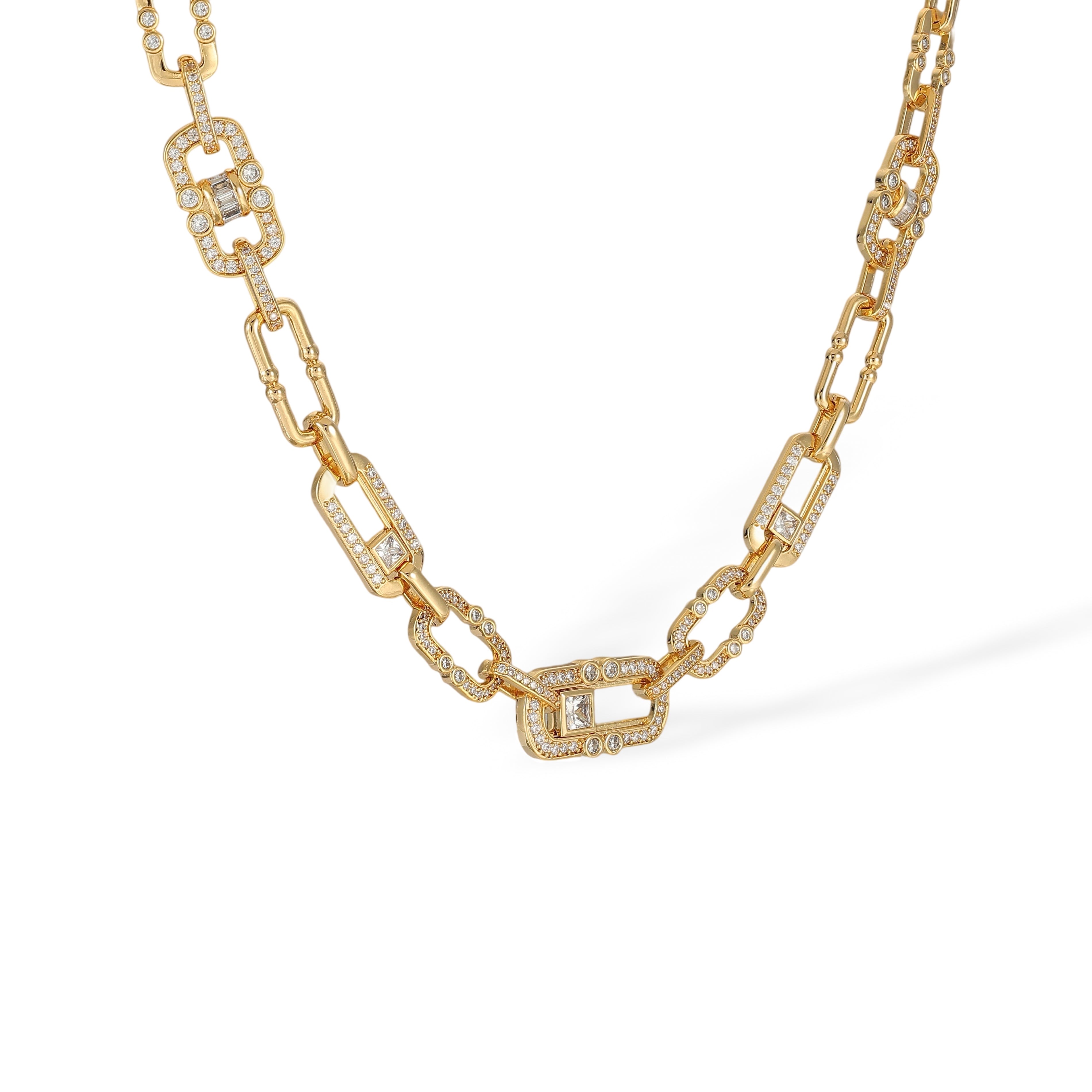 Maura 14K Gold Pavé Sliding Link Necklace