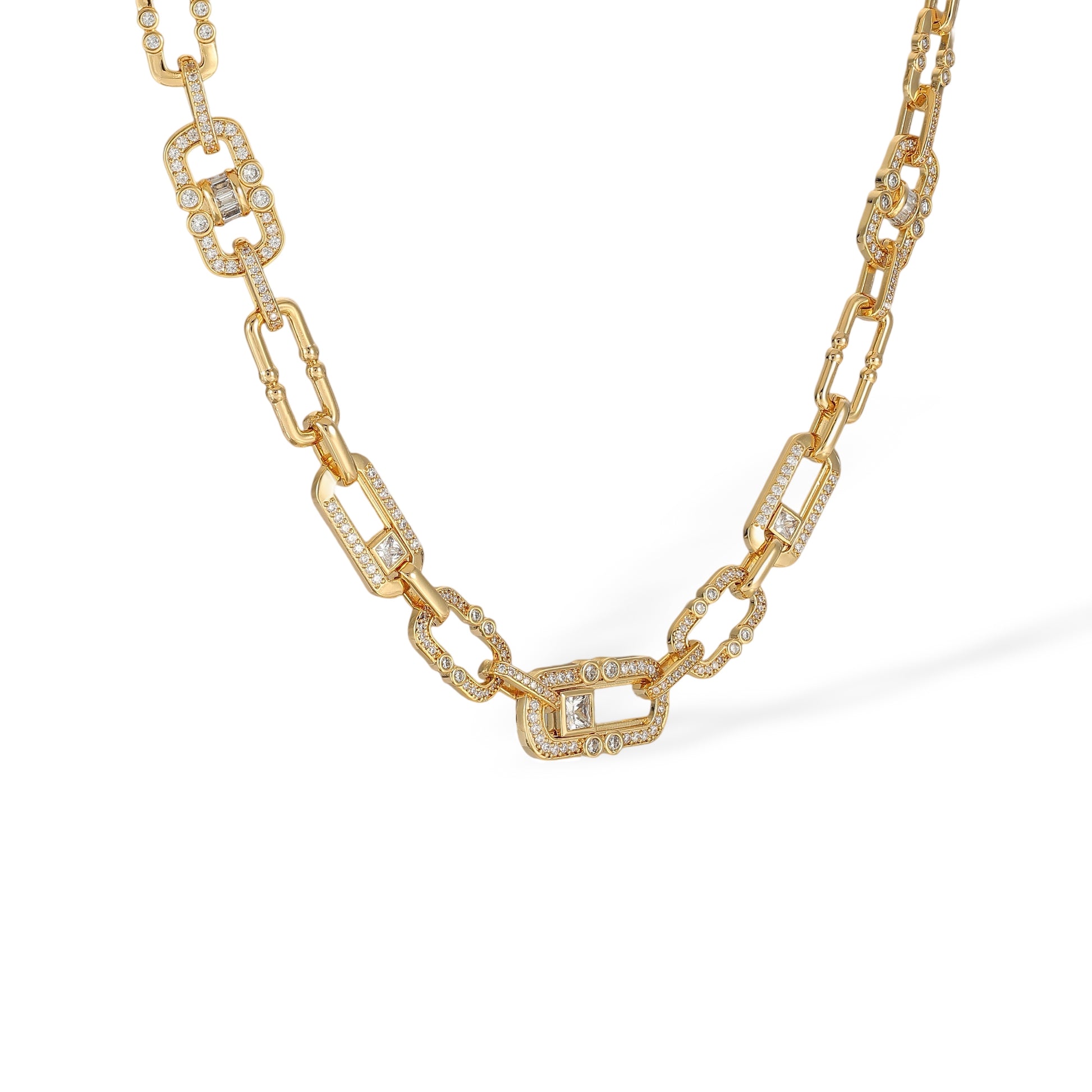 Maura 14K Gold Pavé Sliding Link Necklace