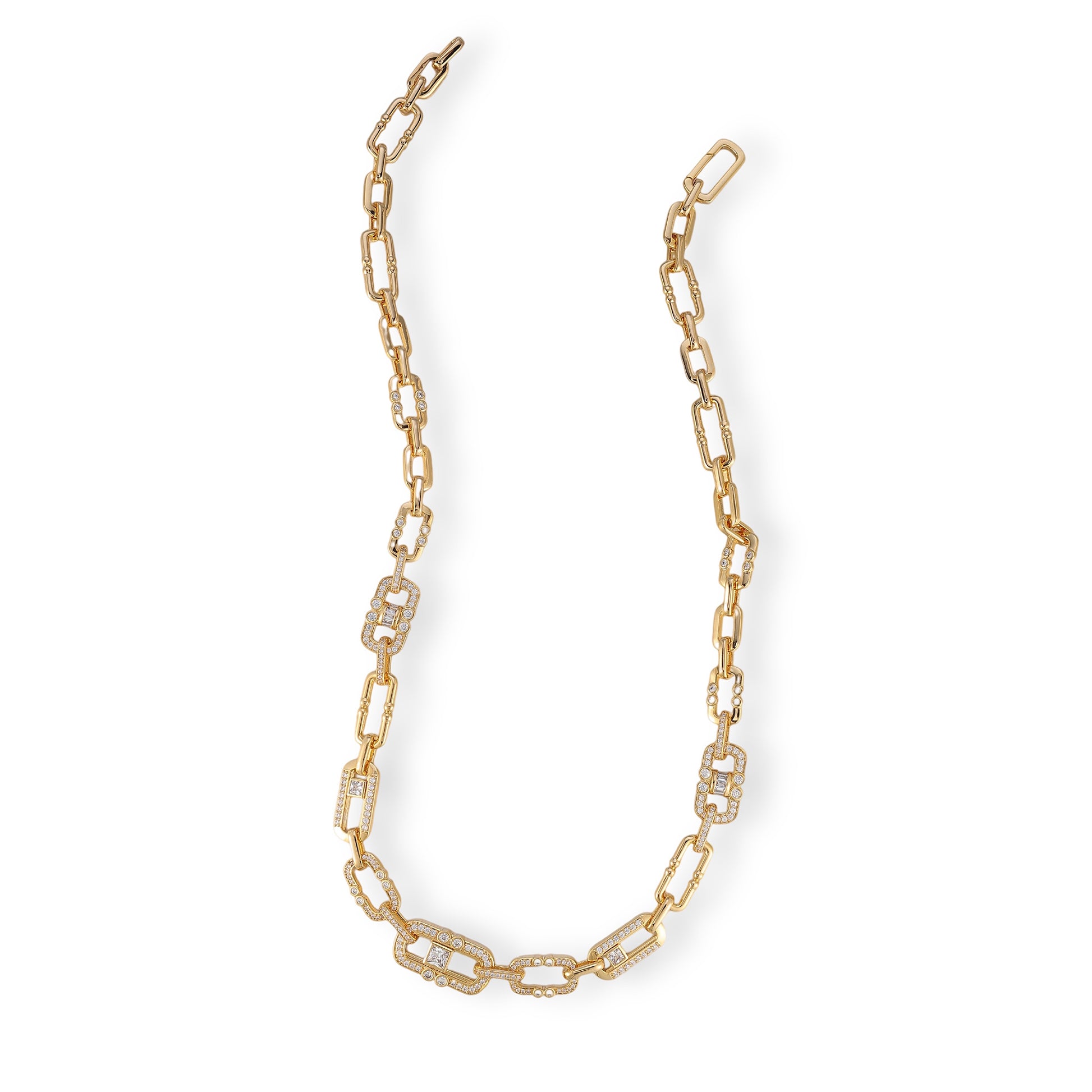 Maura 14K Gold Pavé Sliding Link Necklace