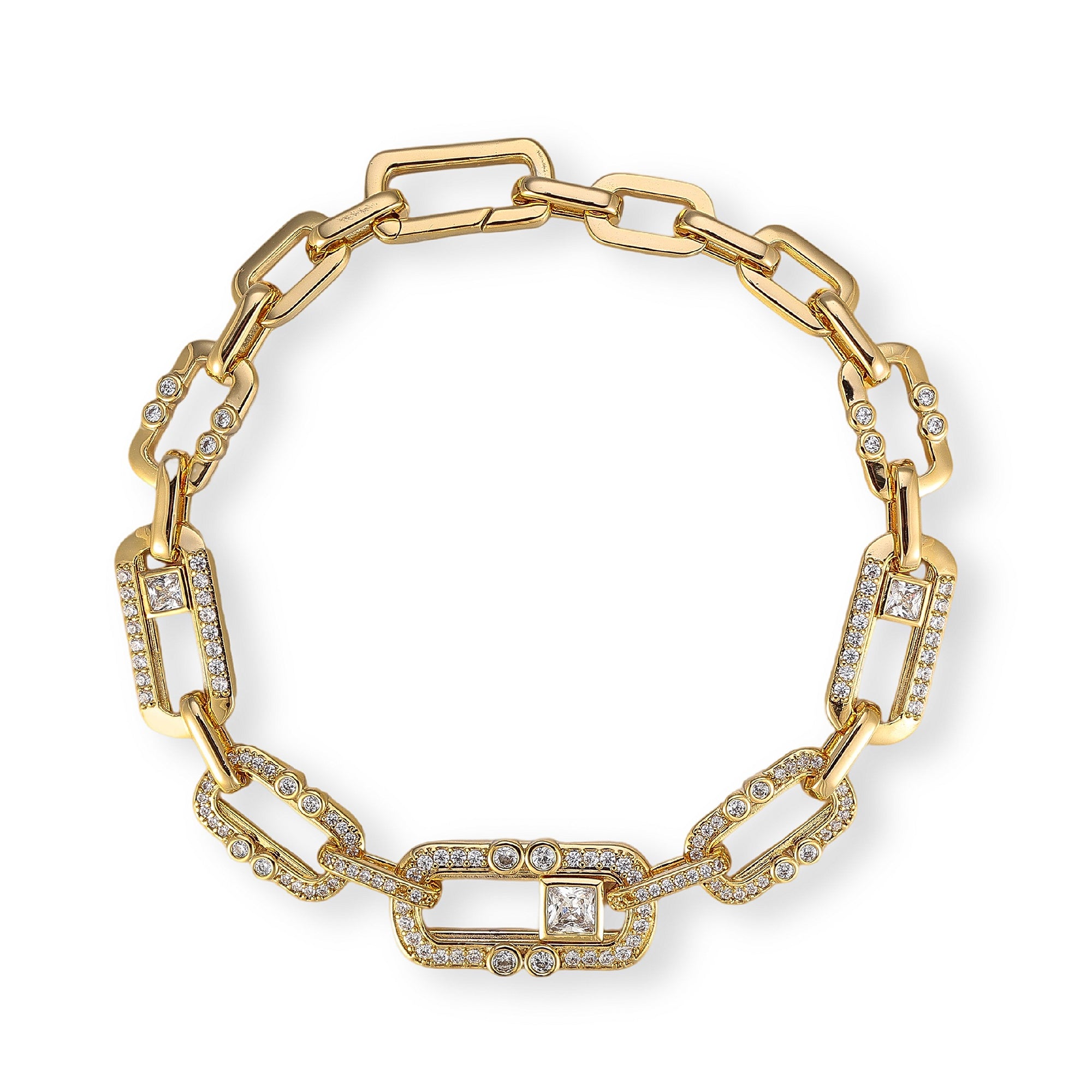 Maura 14K Gold Pavé Sliding Link Bracelet