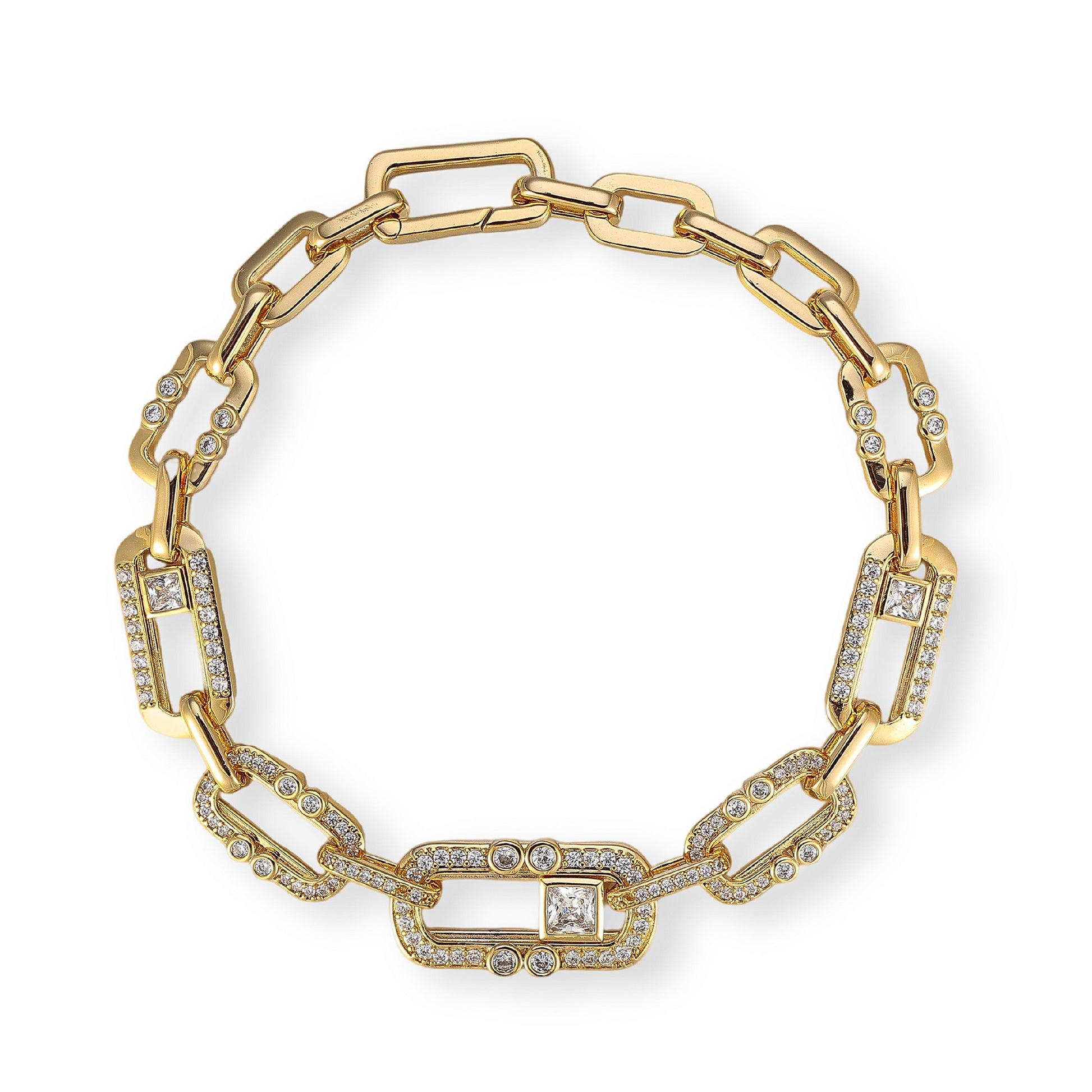 Maura 14K Gold Pavé Sliding Link Bracelet