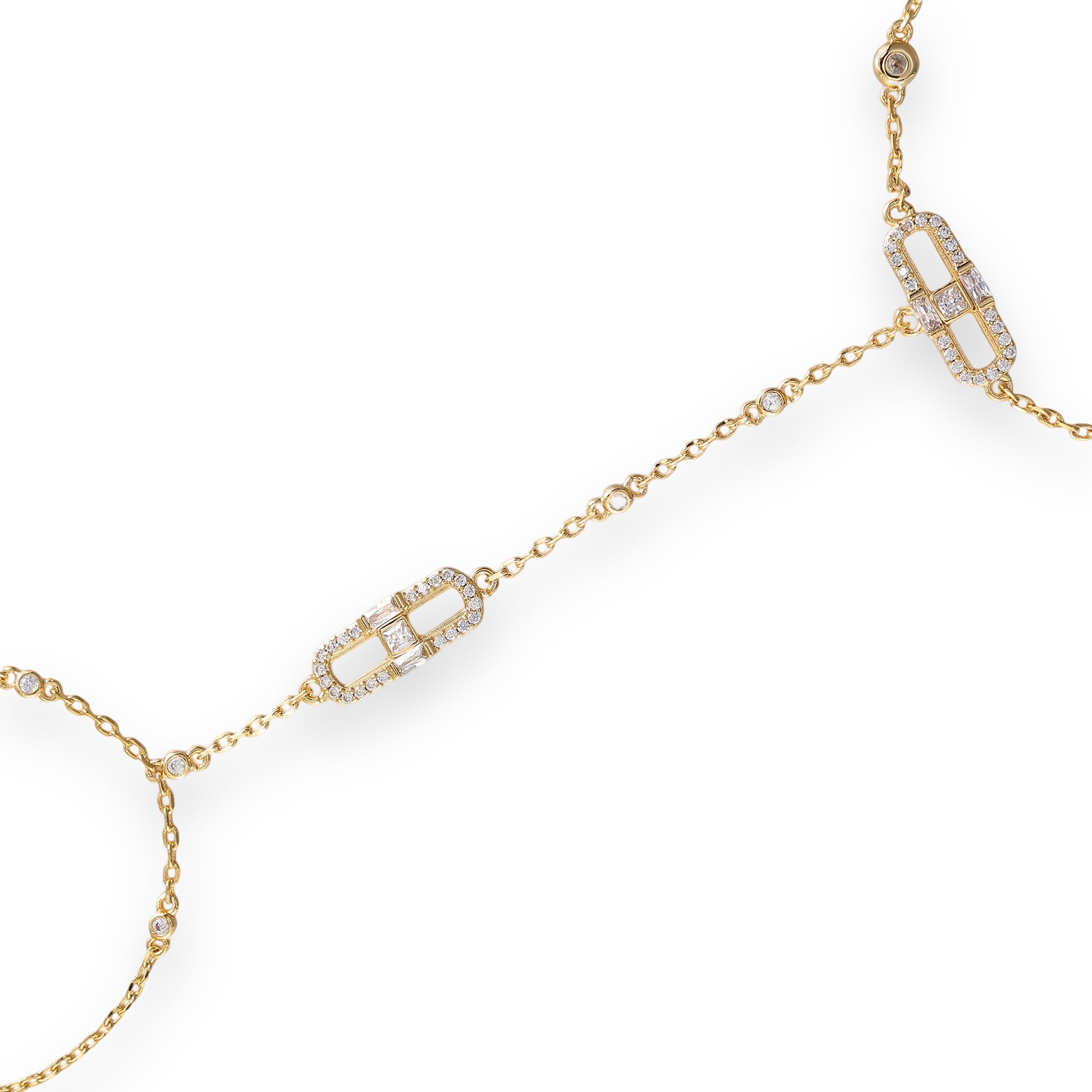 Maura 14K Gold Pavé Sliding Link Finger Bracelet