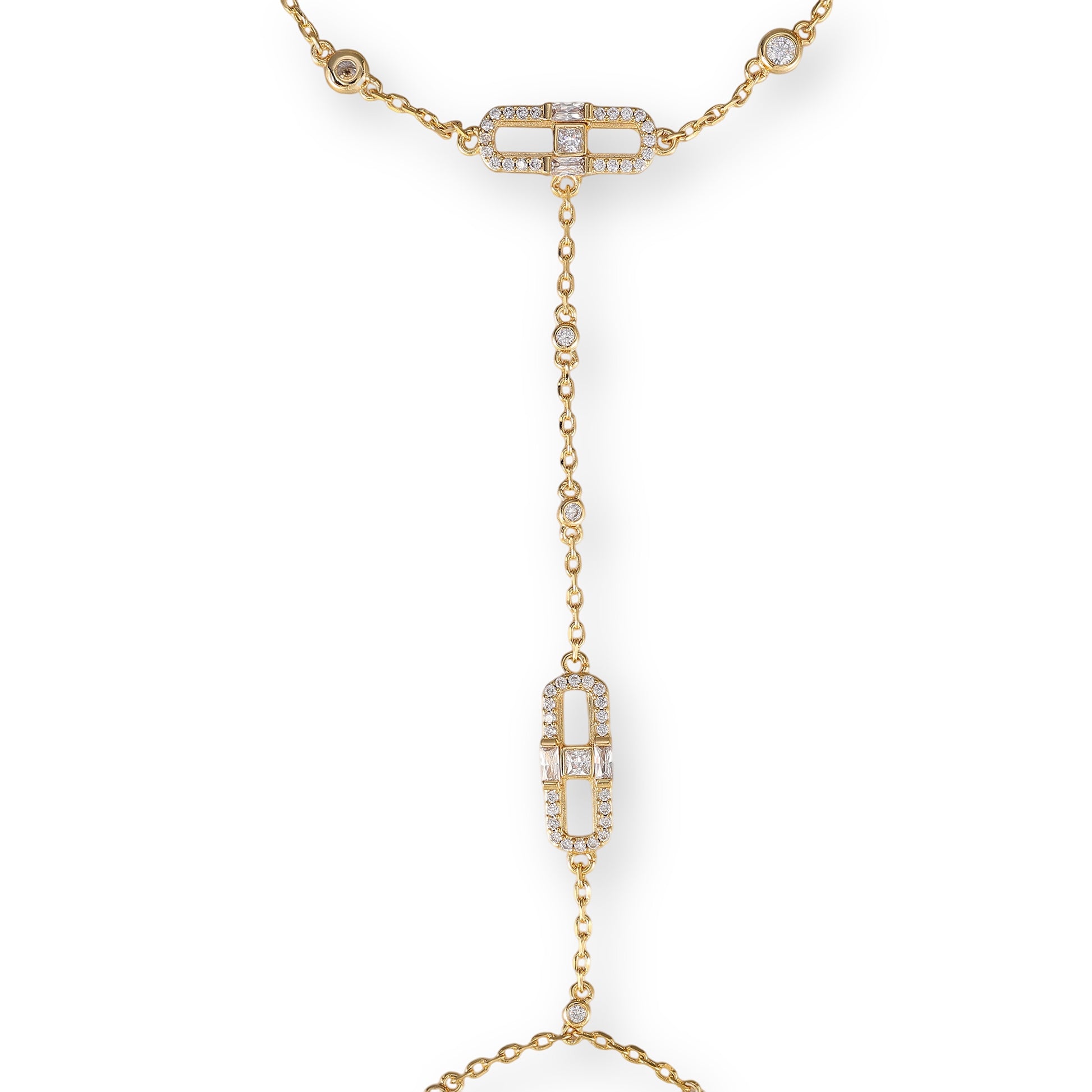 Maura 14K Gold Pavé Sliding Link Finger Bracelet