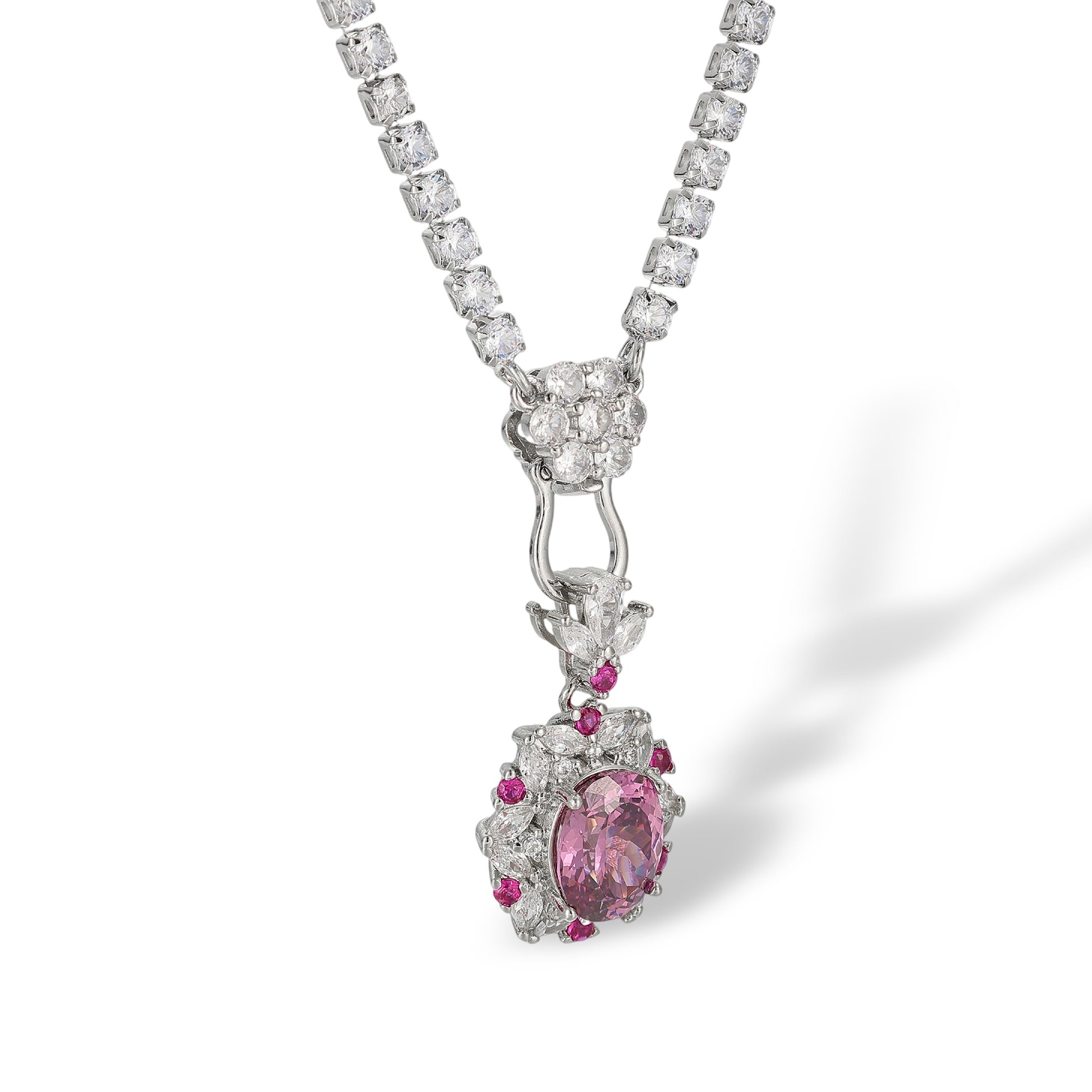 Mégane Pink Oval  Floral Necklace