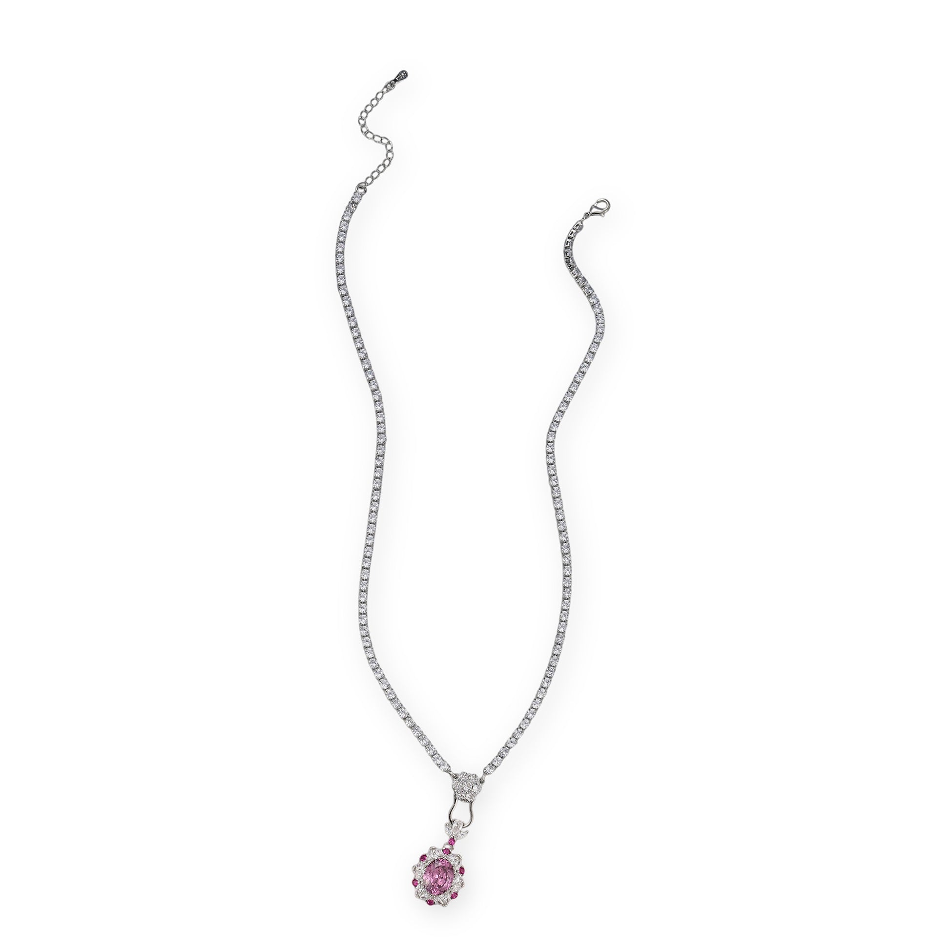Mégane Pink Oval  Floral Necklace