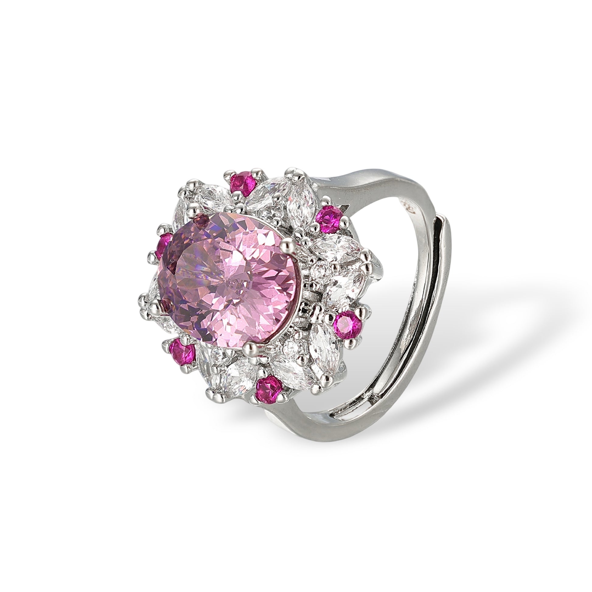 Mégane Pink Oval  Floral Open Ring