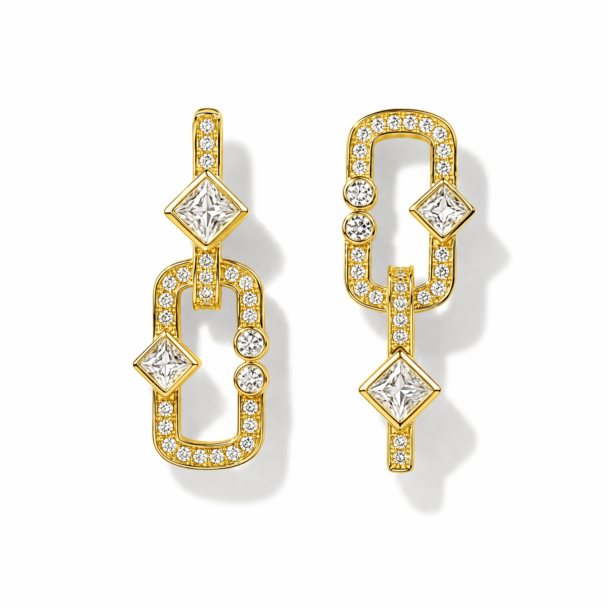 Meinhild 14K Gold Paperclip Rhombus Earrings