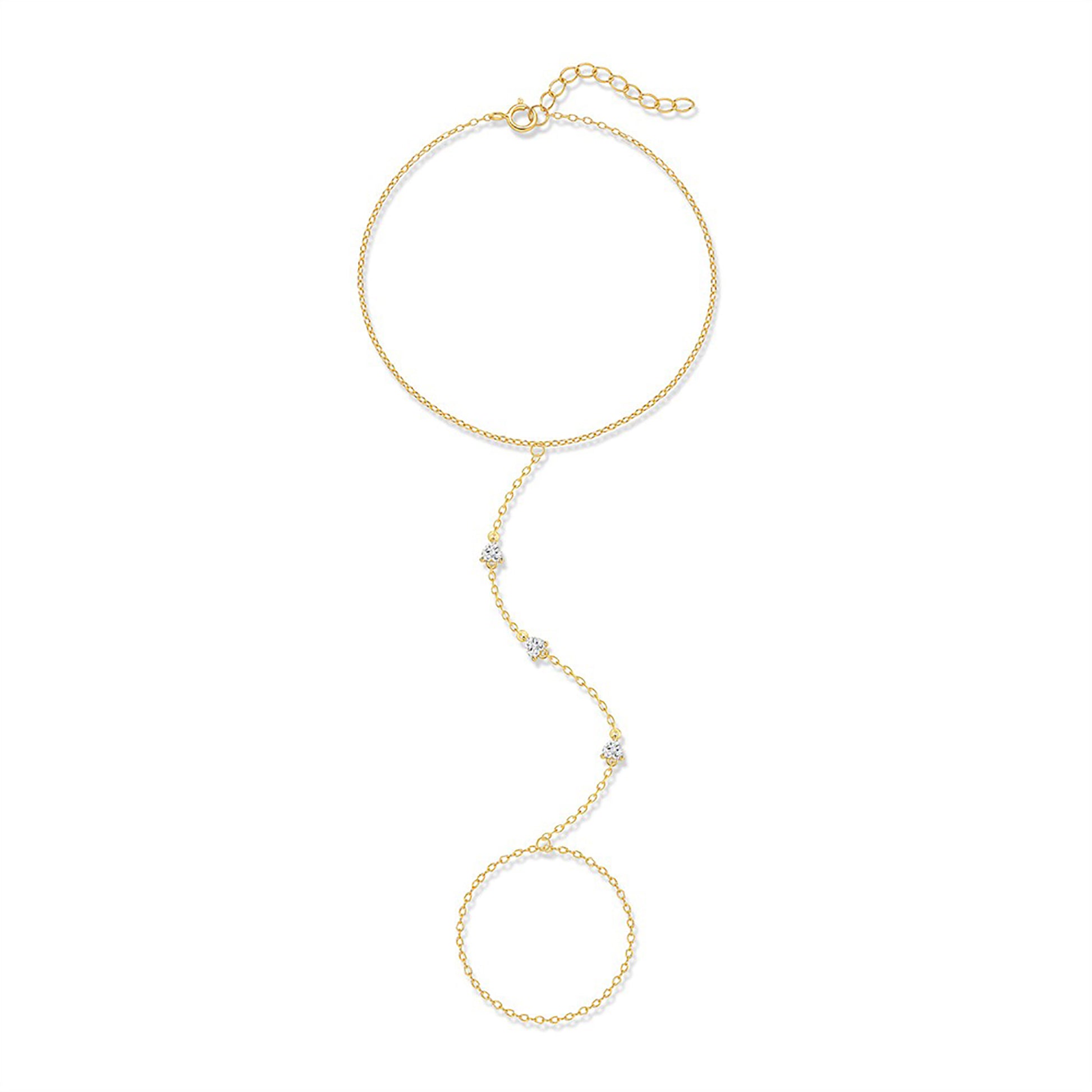Melia 14K Gold Heart Linked Finger Bracelet