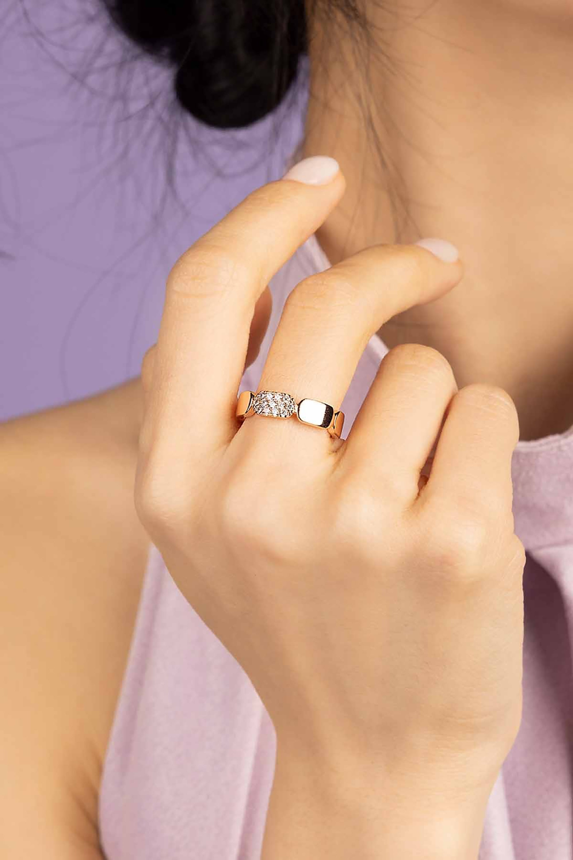 Melissa 14K Gold Rounded Rectangular Ring