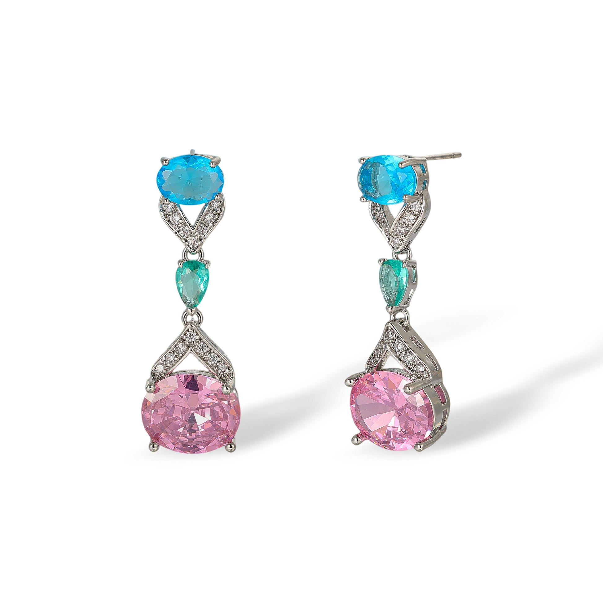 Melli Multicolor Oval Teardrop Drop Earrings & Necklace Set