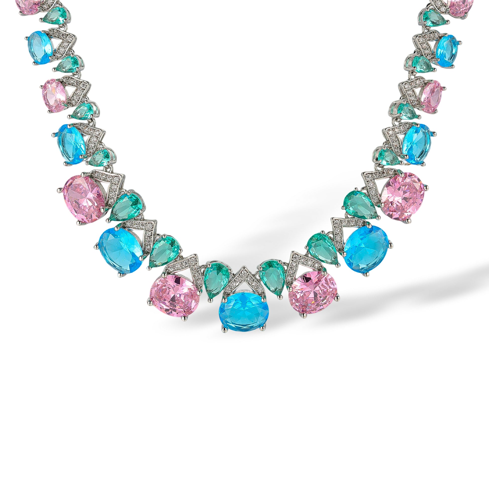 Melli Multicolor Oval Teardrop Drop Earrings & Necklace Set