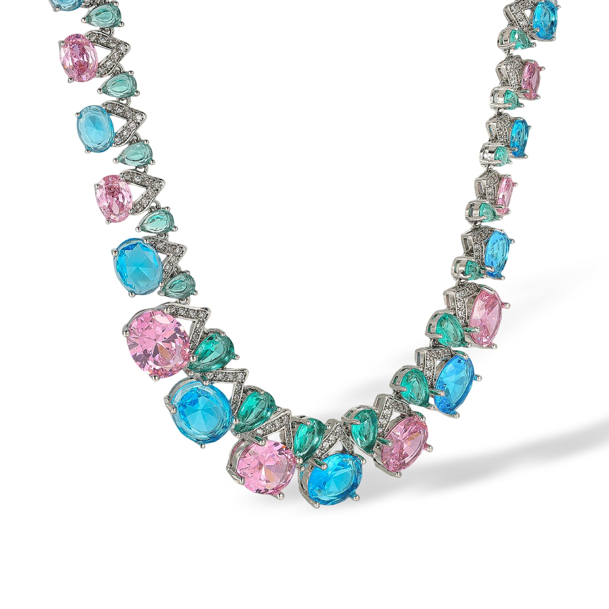 Melli Multicolor Oval Teardrop Drop Earrings & Necklace Set