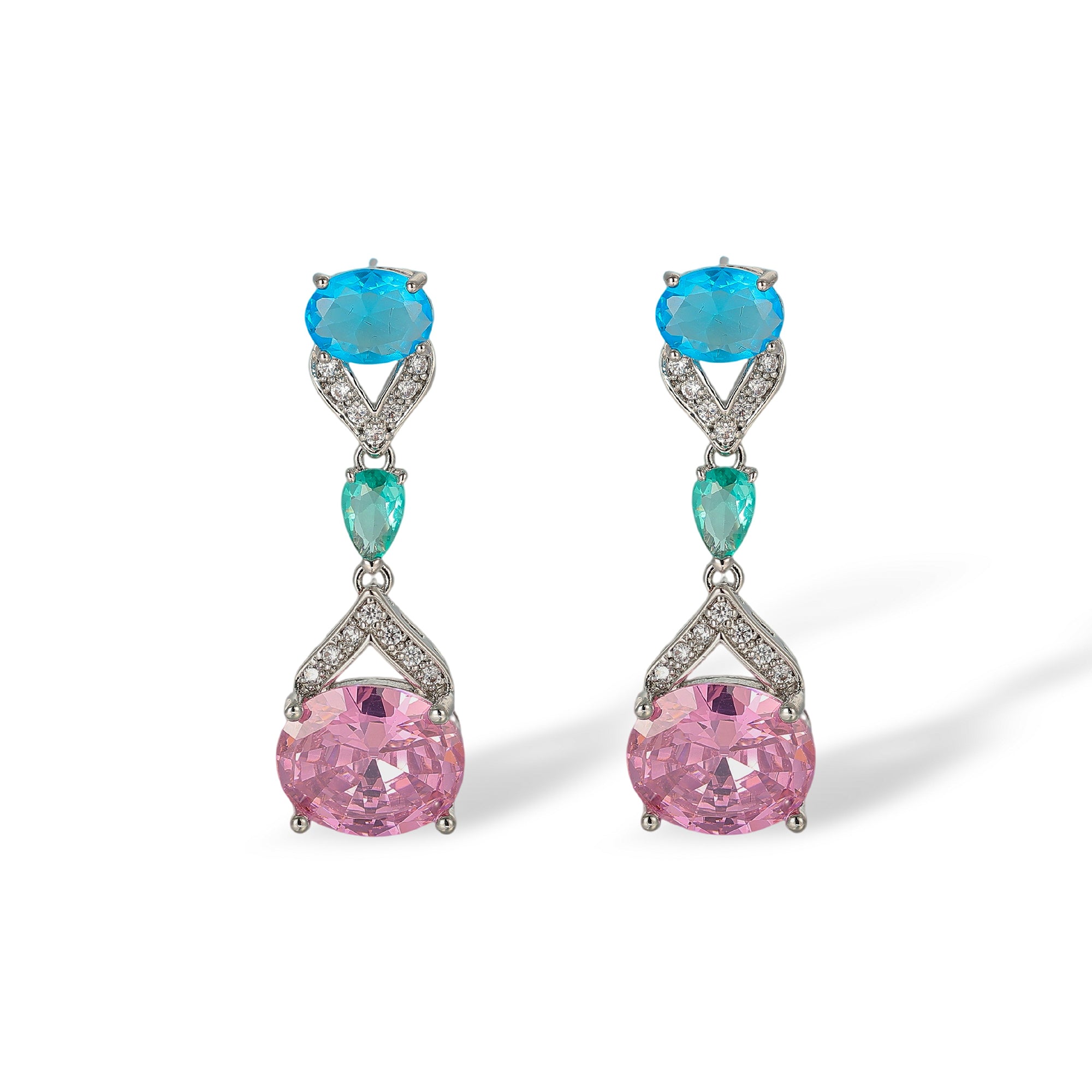 Melli Multicolor Oval Teardrop Drop Earrings & Necklace Set