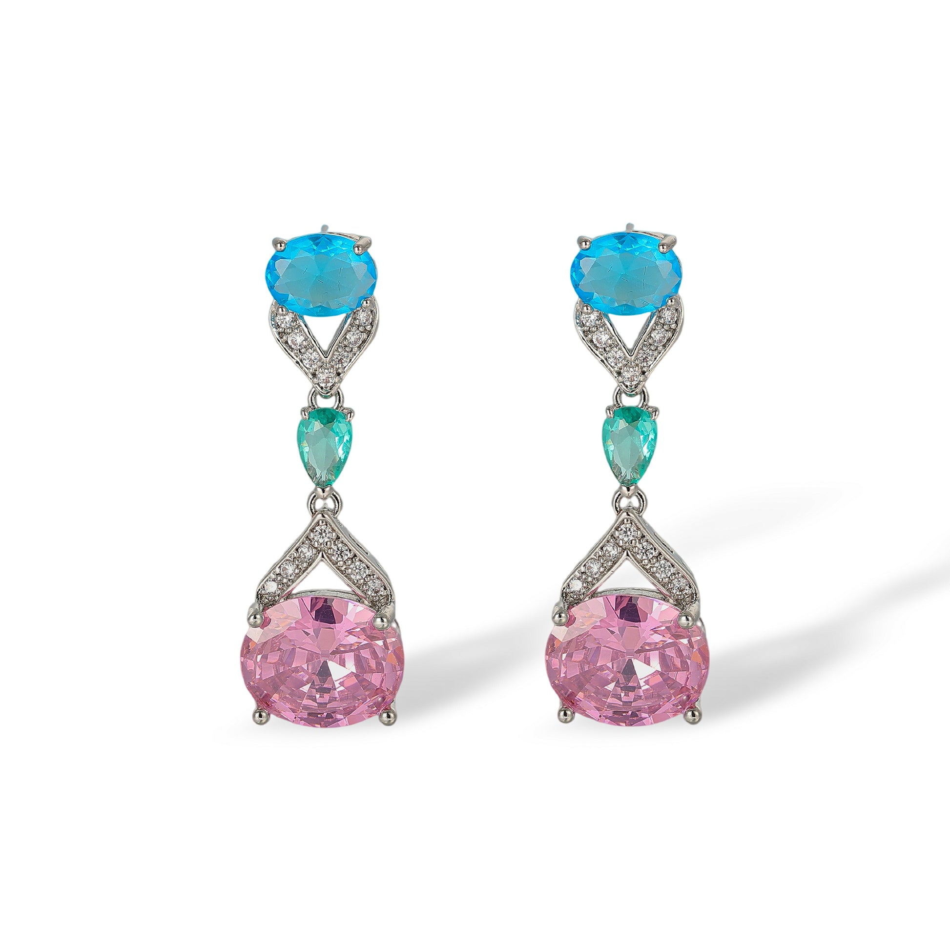 Melli Multicolor Oval Teardrop Drop Earrings & Necklace Set