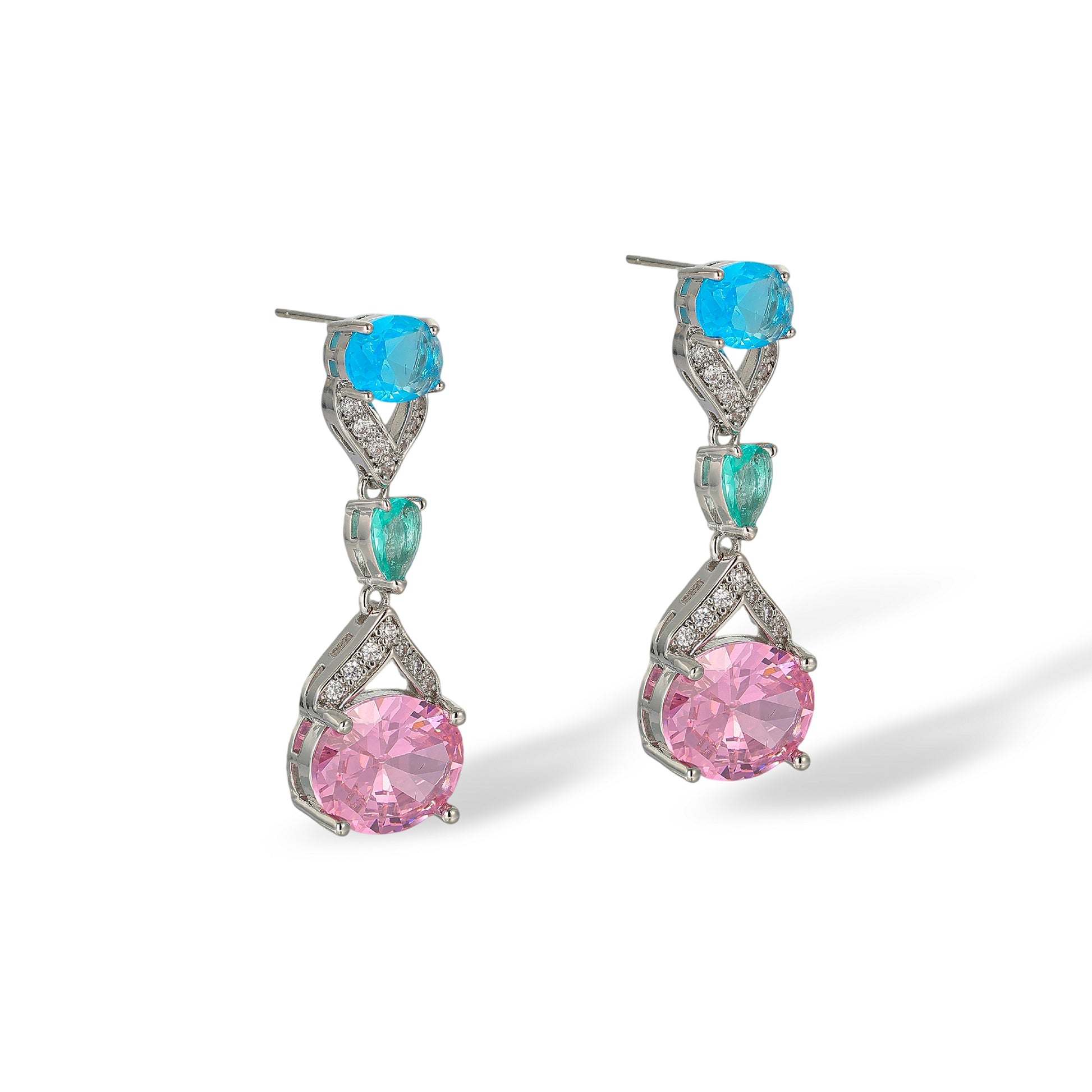 Melli Multicolor Oval Teardrop Drop Earrings & Necklace Set
