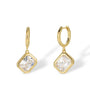 Meret 14K Gold Bezel Rectangular Huggie Earrings