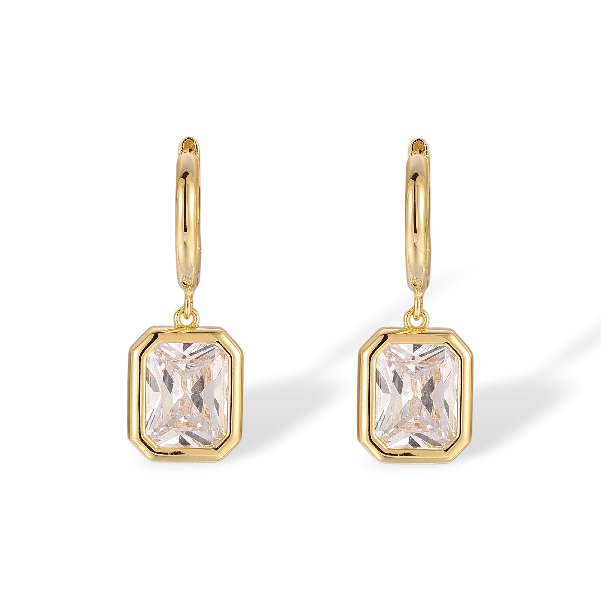 Meret 14K Gold Rectangular Huggie Earrings