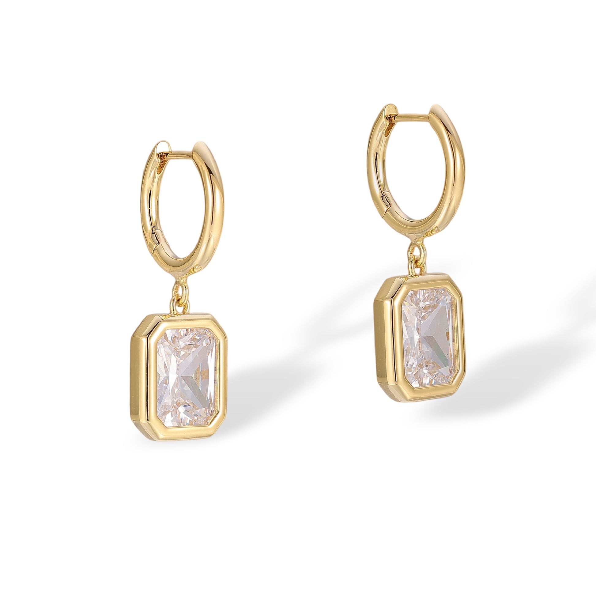 Meret 14K Gold Rectangular Huggie Earrings