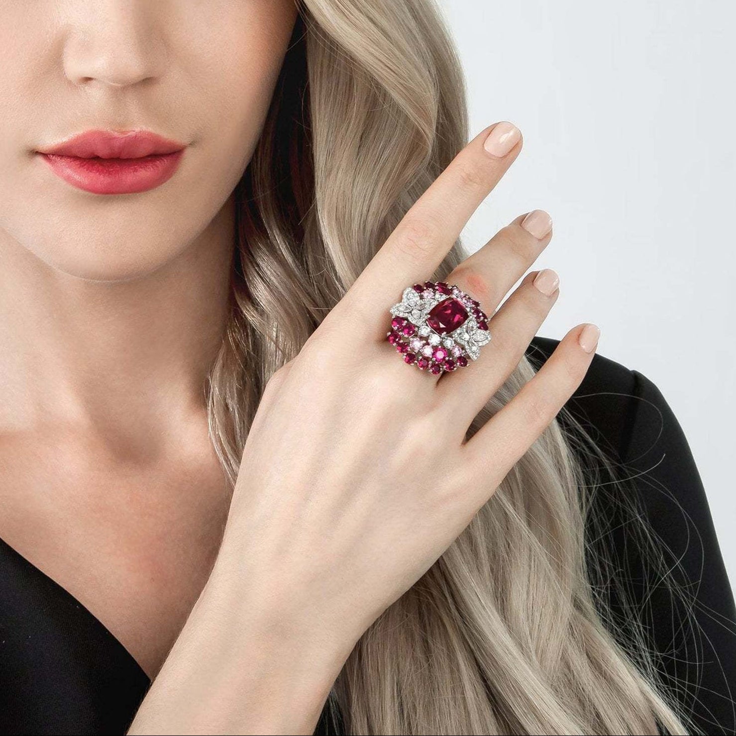 Merle Red Cushion Ring