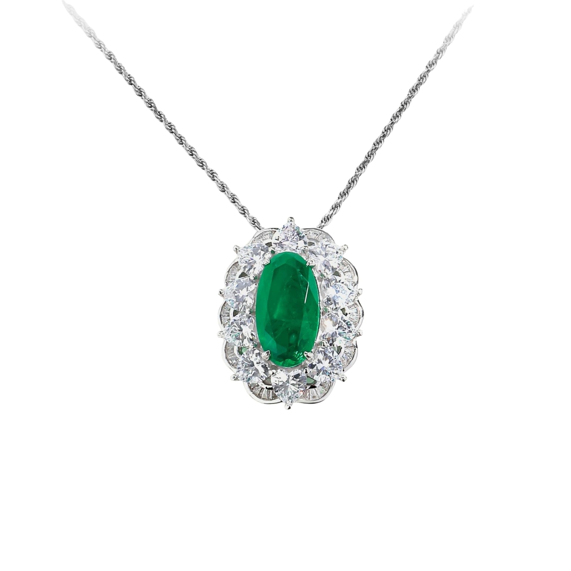 Merveille Emerald Green Oval Necklace