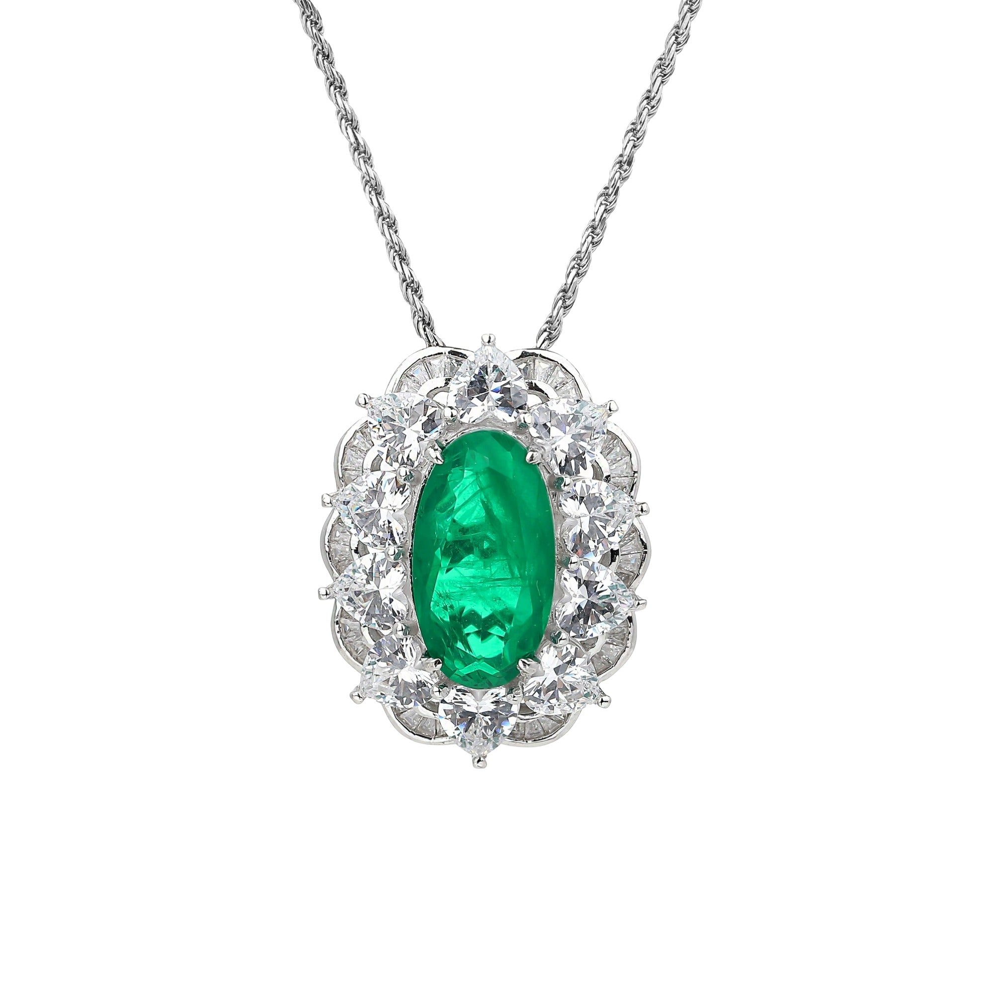 Merveille Emerald Green Oval Necklace