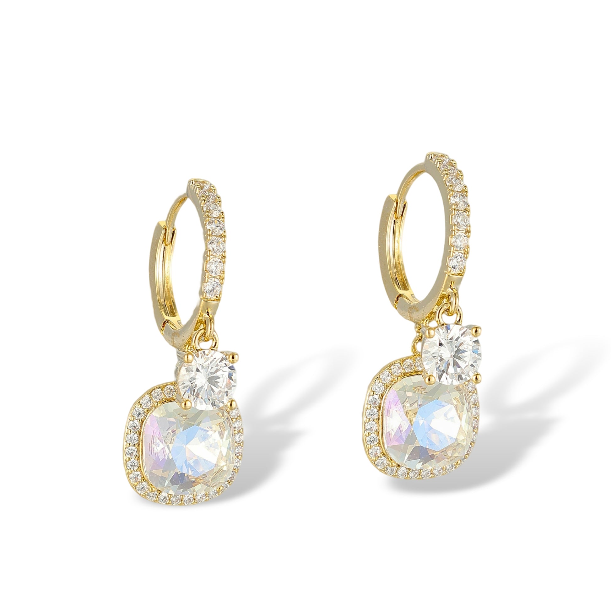 Michaela 10K Gold Round Cushion Huggie Earrings