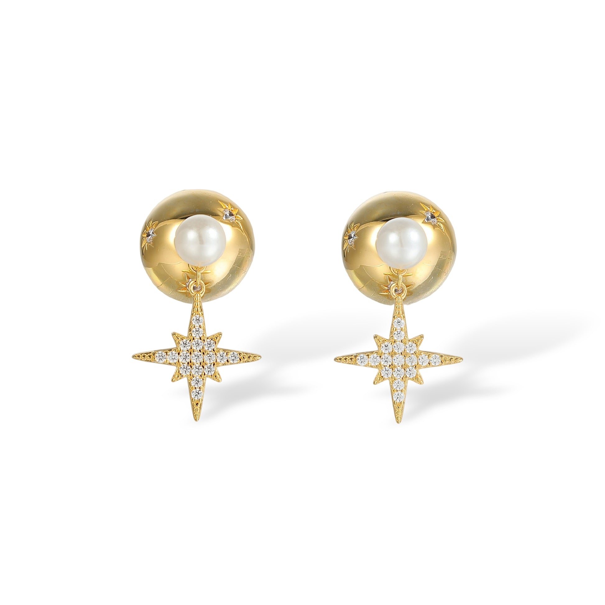 Milena 14K Gold Pearl Star Earrings