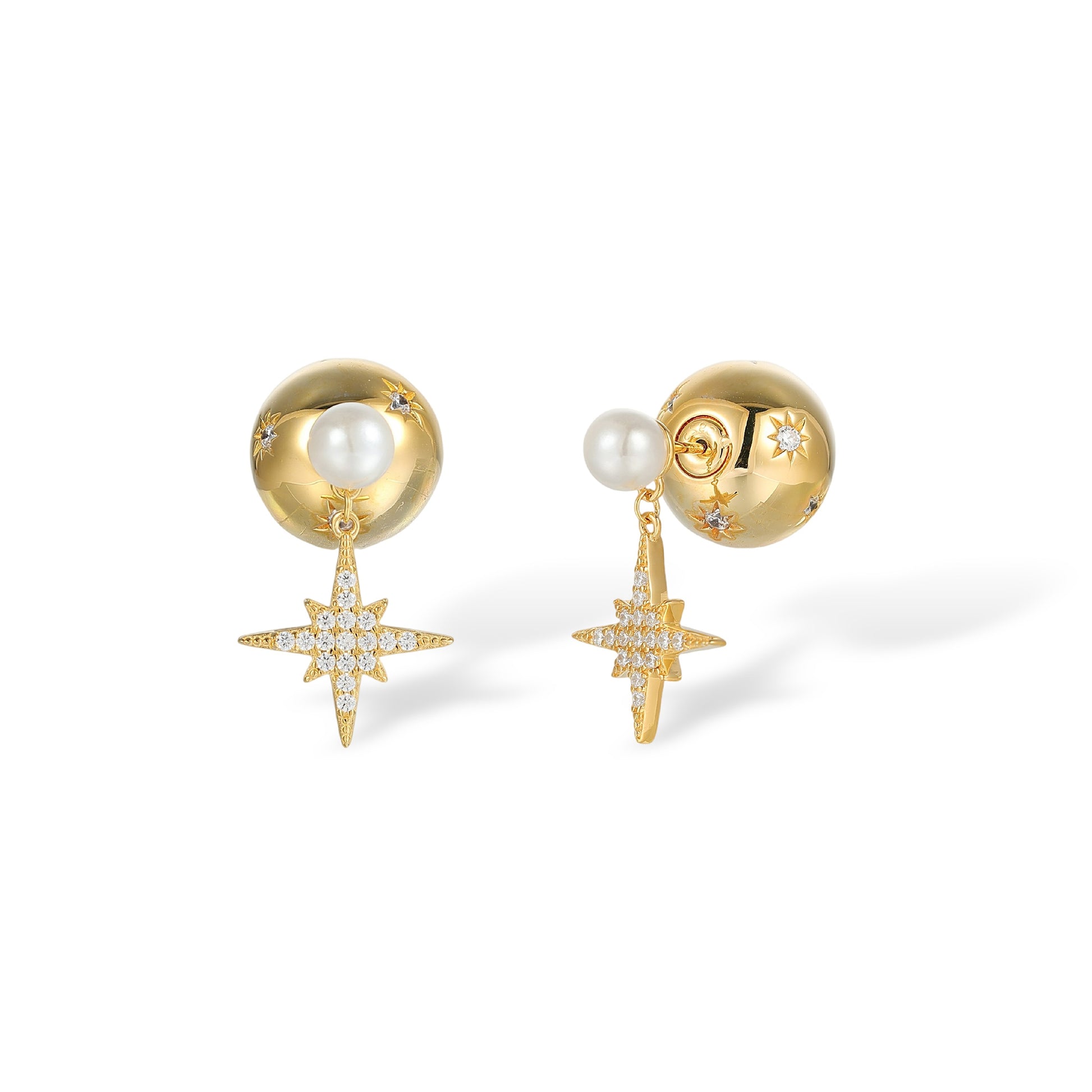 Milena 14K Gold Pearl Star Earrings