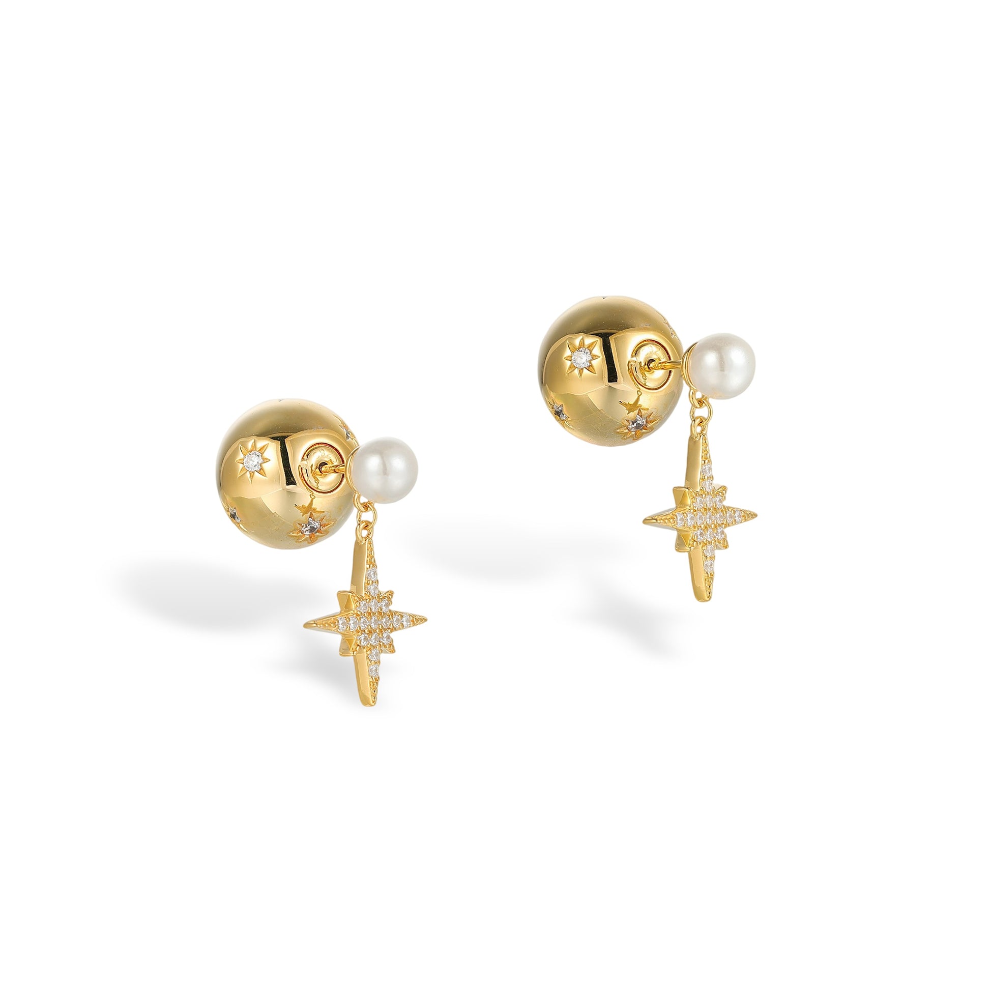 Milena 14K Gold Pearl Star Earrings