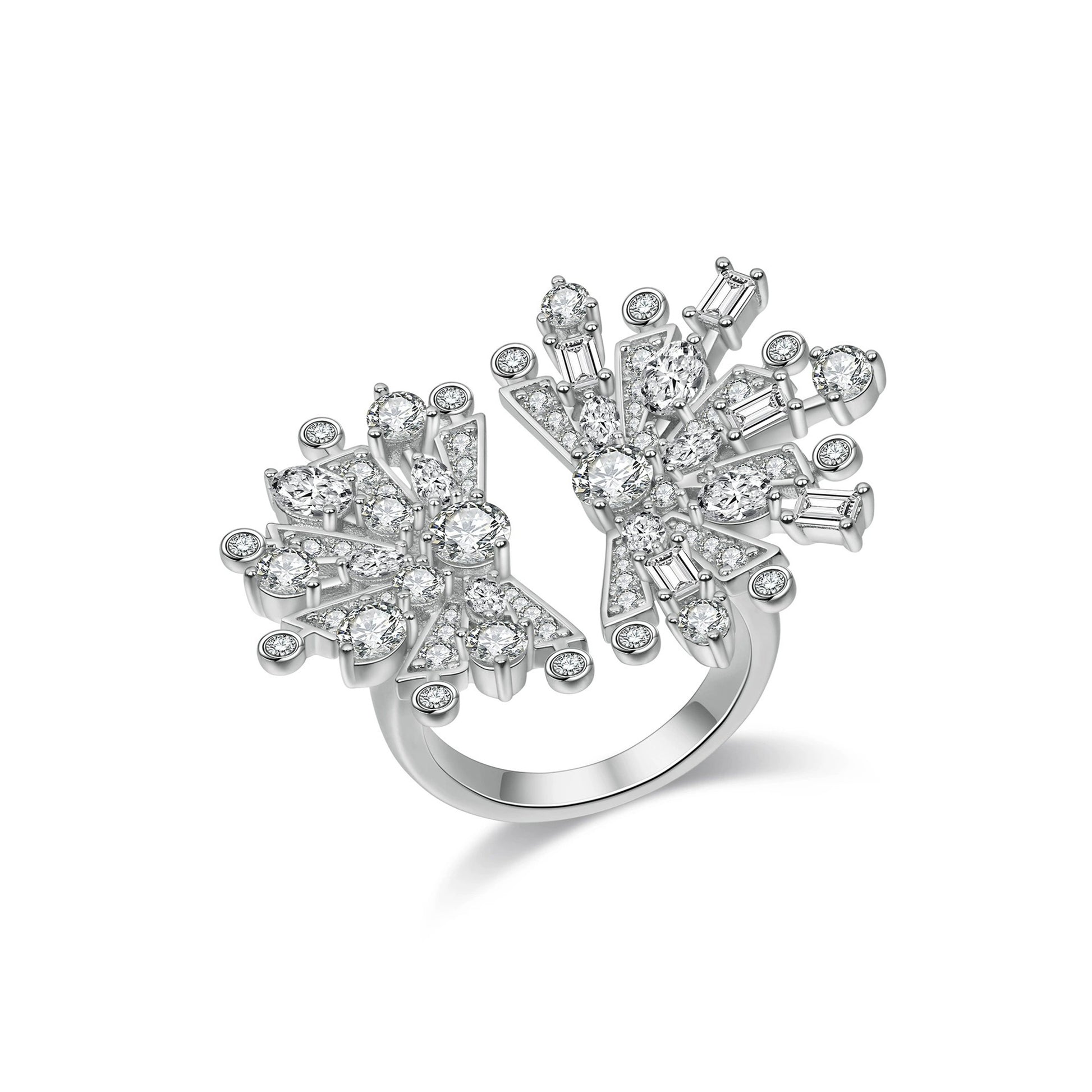 Milène White Floral Open Ring