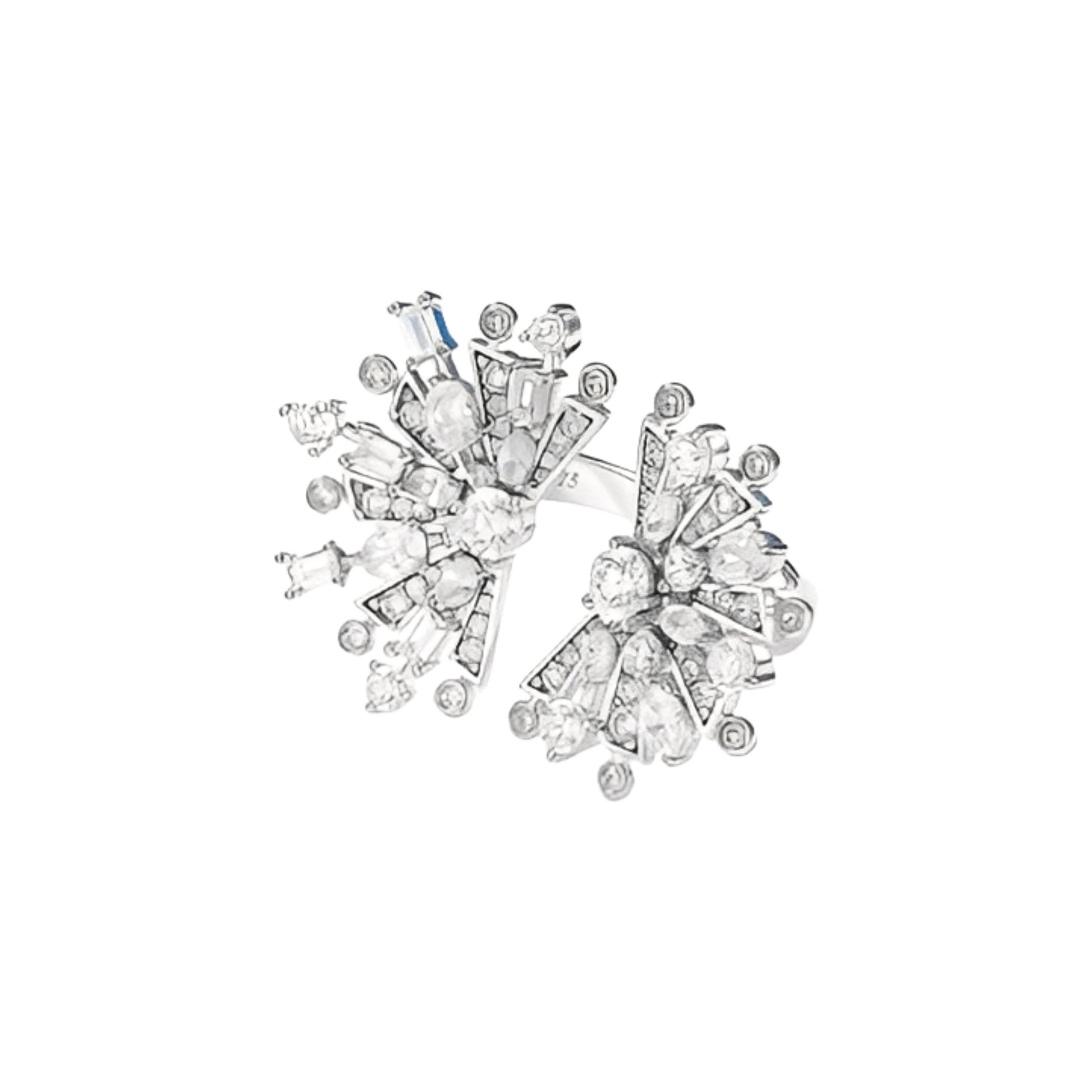 Milène White Floral Open Ring