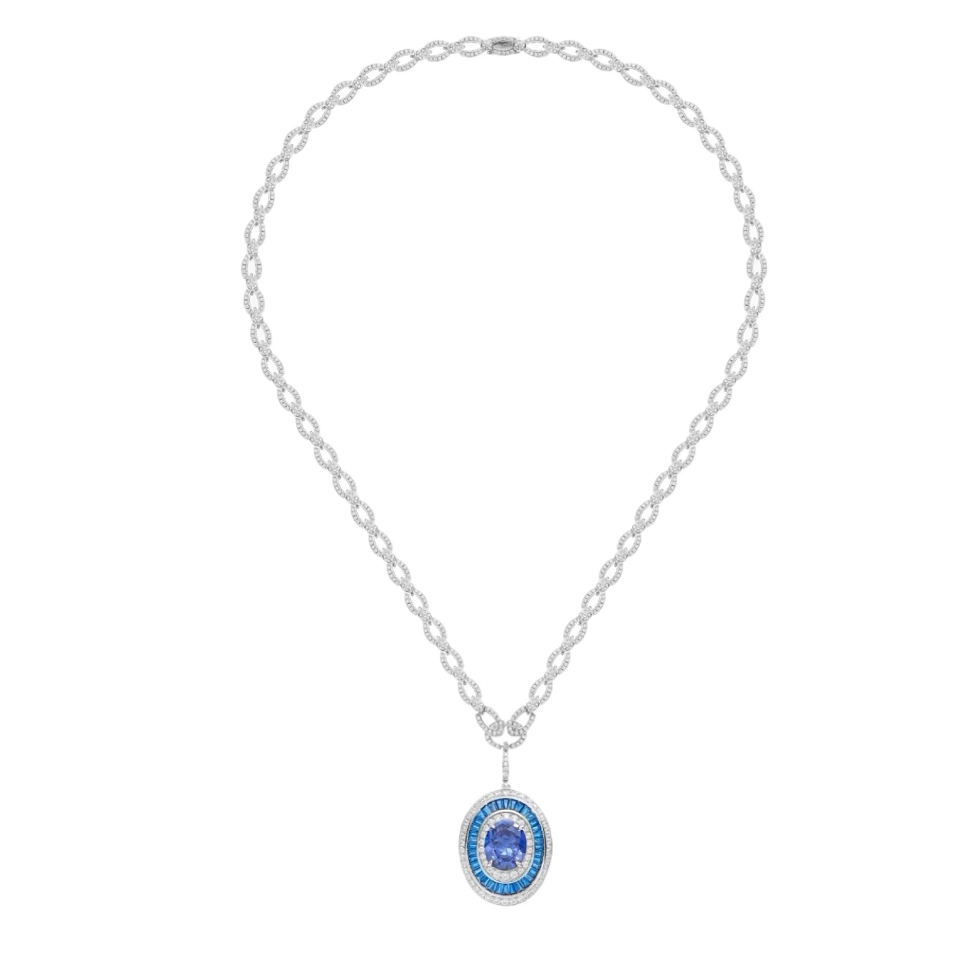 Mina Blue Oval Necklace
