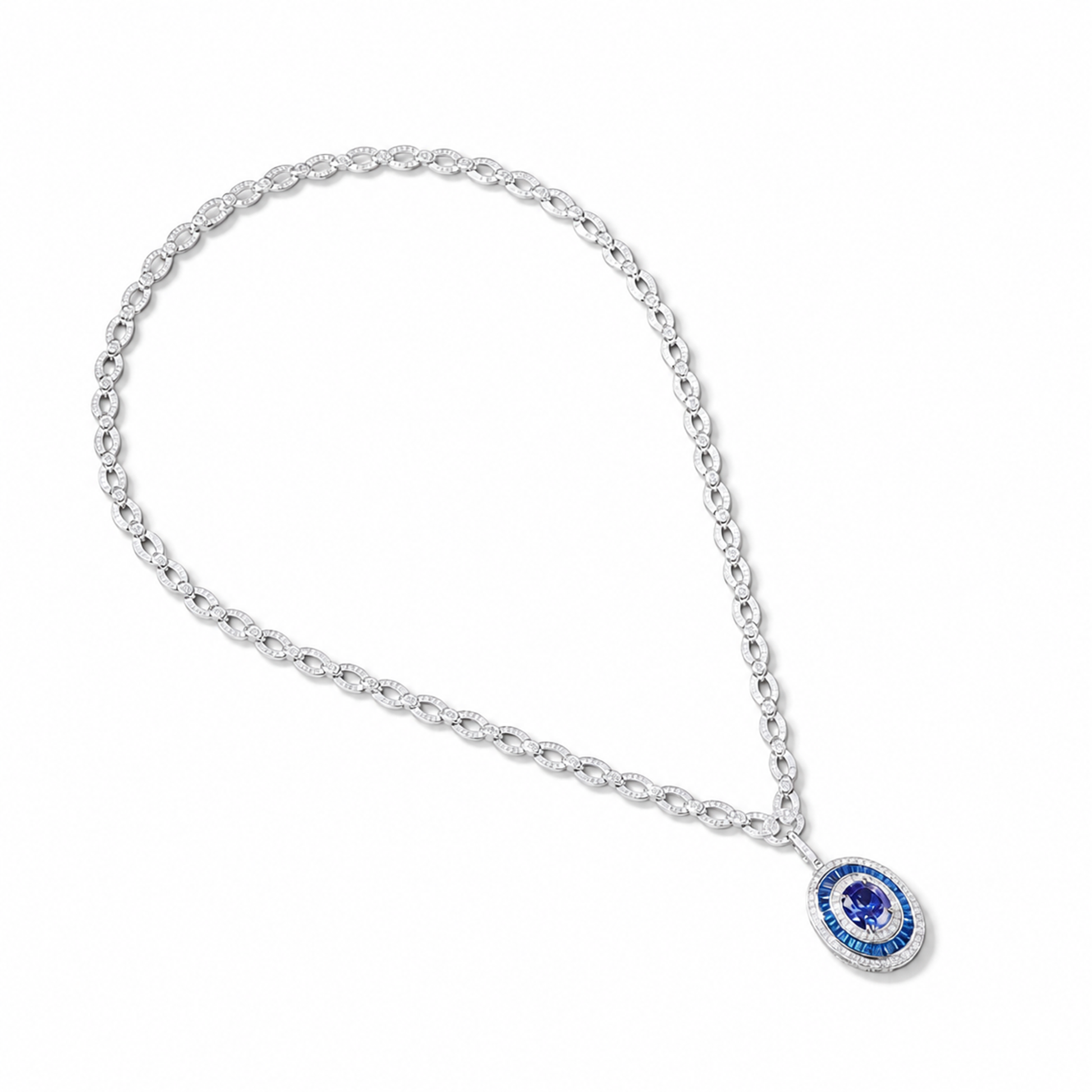 Mina Blue Oval Necklace