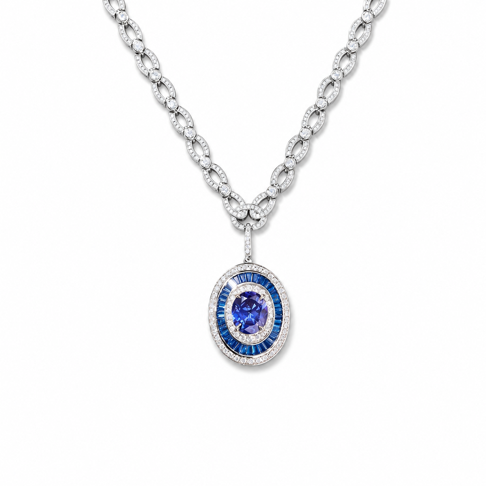 Mina Blue Oval Necklace