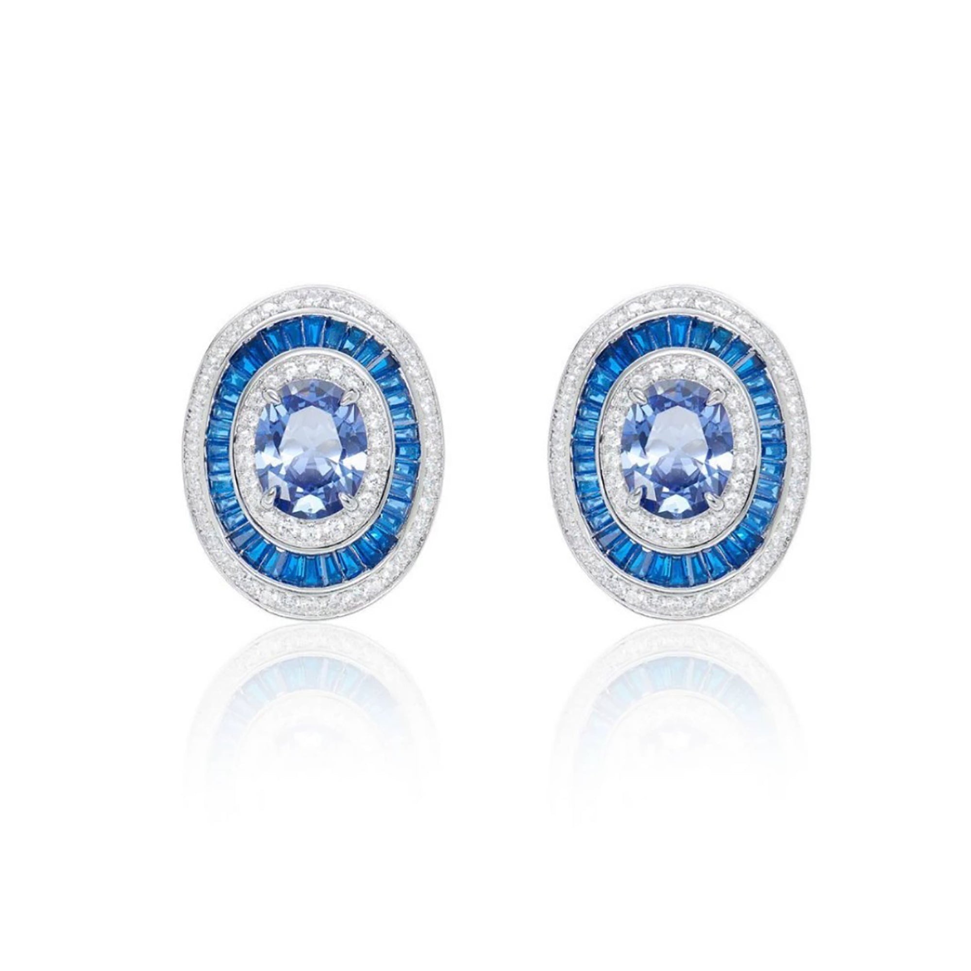 Mina Blue Oval Stud Earrings