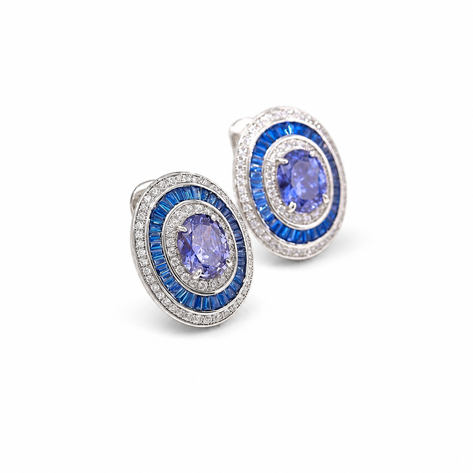 Mina Blue Oval Stud Earrings